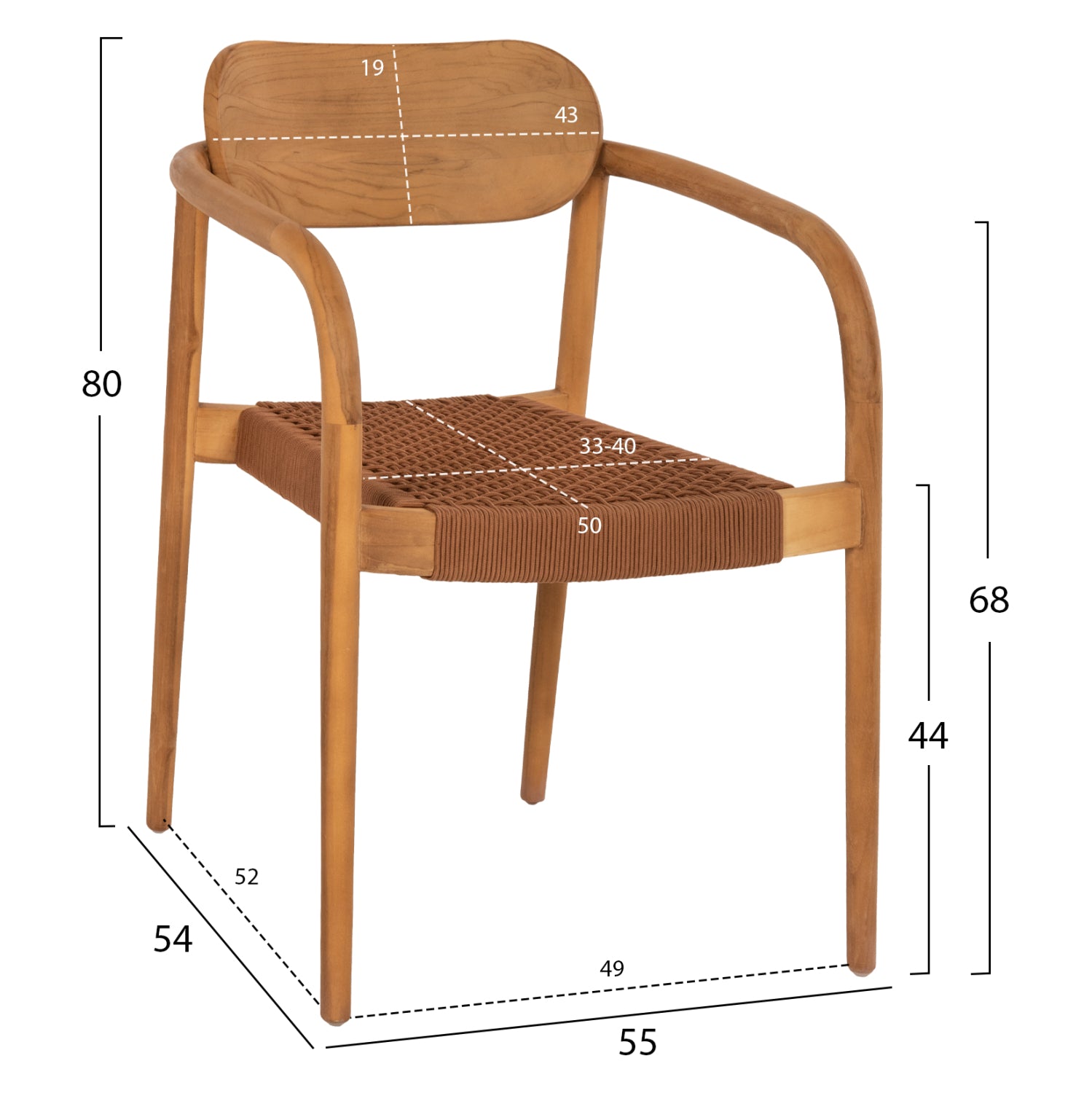 ΠΟΛΥΘΡΟΝΑ OSLO HM9636.01 ΞΥΛΟ TEAK ΦΥΣΙΚΟ & ΚΑΦΕ ΣΧΟΙΝΙ 55x54x80Y εκ. - Pakobazaar