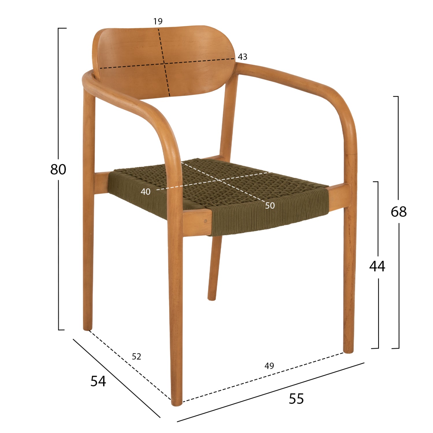ΠΟΛΥΘΡΟΝΑ OSLO HM9636.05 ΞΥΛΟ TEAK ΦΥΣΙΚΟ & ΠΡΑΣΙΝΟ ΣΧΟΙΝΙ 55x54x80Yεκ. - Pakobazaar