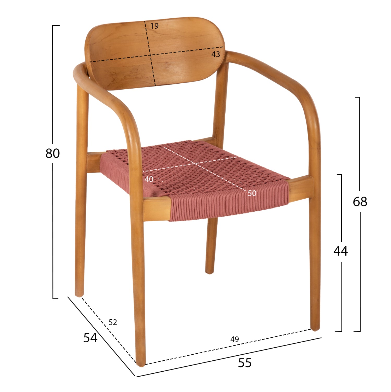 ΠΟΛΥΘΡΟΝΑ OSLO HM9636.06 ΞΥΛΟ TEAK ΦΥΣΙΚΟ & ΡΟΖ ΣΧΟΙΝΙ 55x54x80Yεκ. - Pakobazaar
