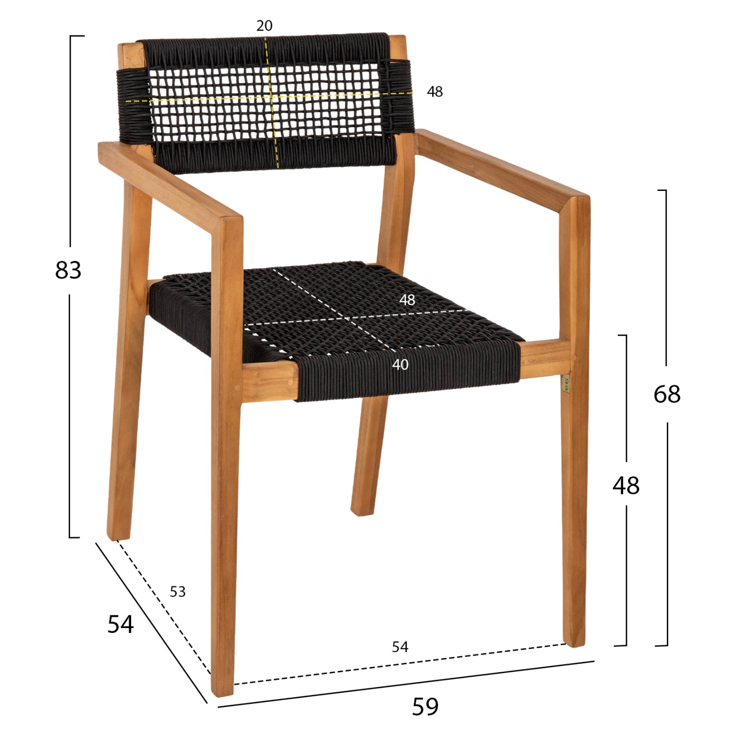 ΠΟΛΥΘΡΟΝΑ CHARLOTTE HM9637.02 ΞΥΛΟ TEAK ΦΥΣΙΚΟ & ΜΑΥΡΟ ΣΧΟΙΝΙ 59x54x83Y εκ. - Pakobazaar