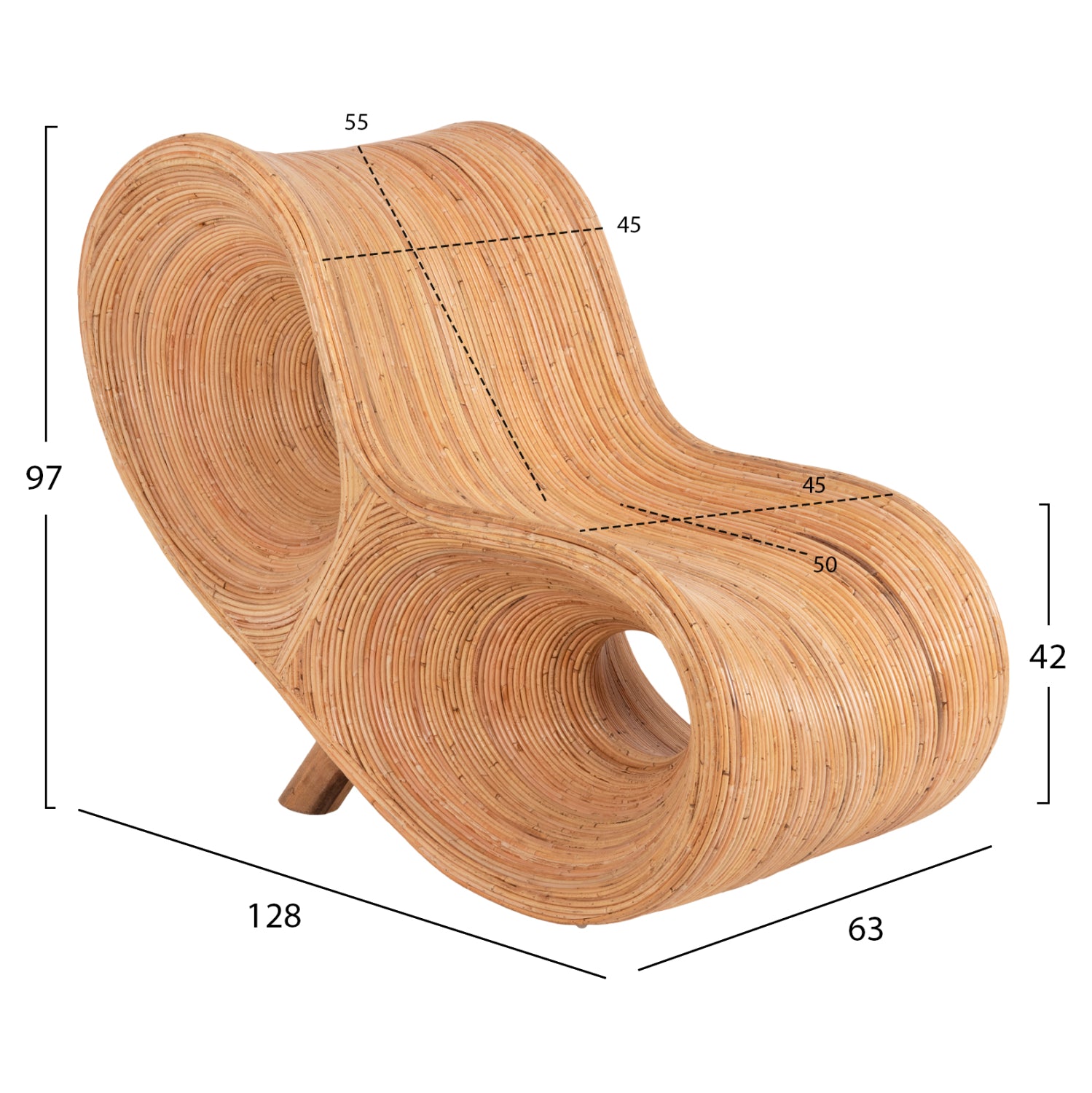 ΠΟΛΥΘΡΟΝΑ CURVY LOUNGE HM9645.01 ΑΠΟ RATTAN ΣΕ ΦΥΣΙΚΗ ΑΠΟΧΡΩΣΗ 63x128x97Y εκ. - Pakobazaar