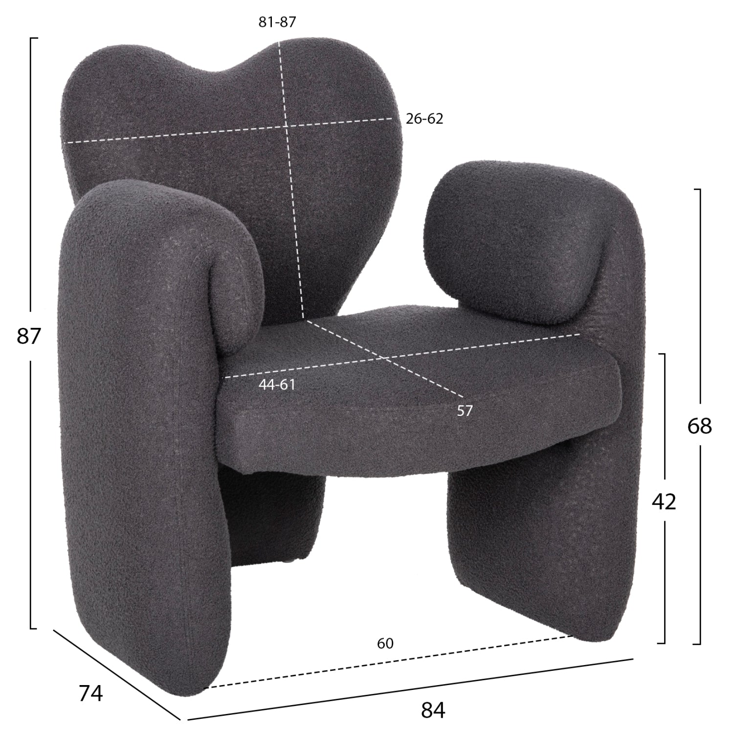 ΠΟΛΥΘΡΟΝΑ HARTT HM9777.01 ΓΚΡΙ TEDDY ΥΦΑΣΜΑ 84x74x87Yεκ. - Pakobazaar