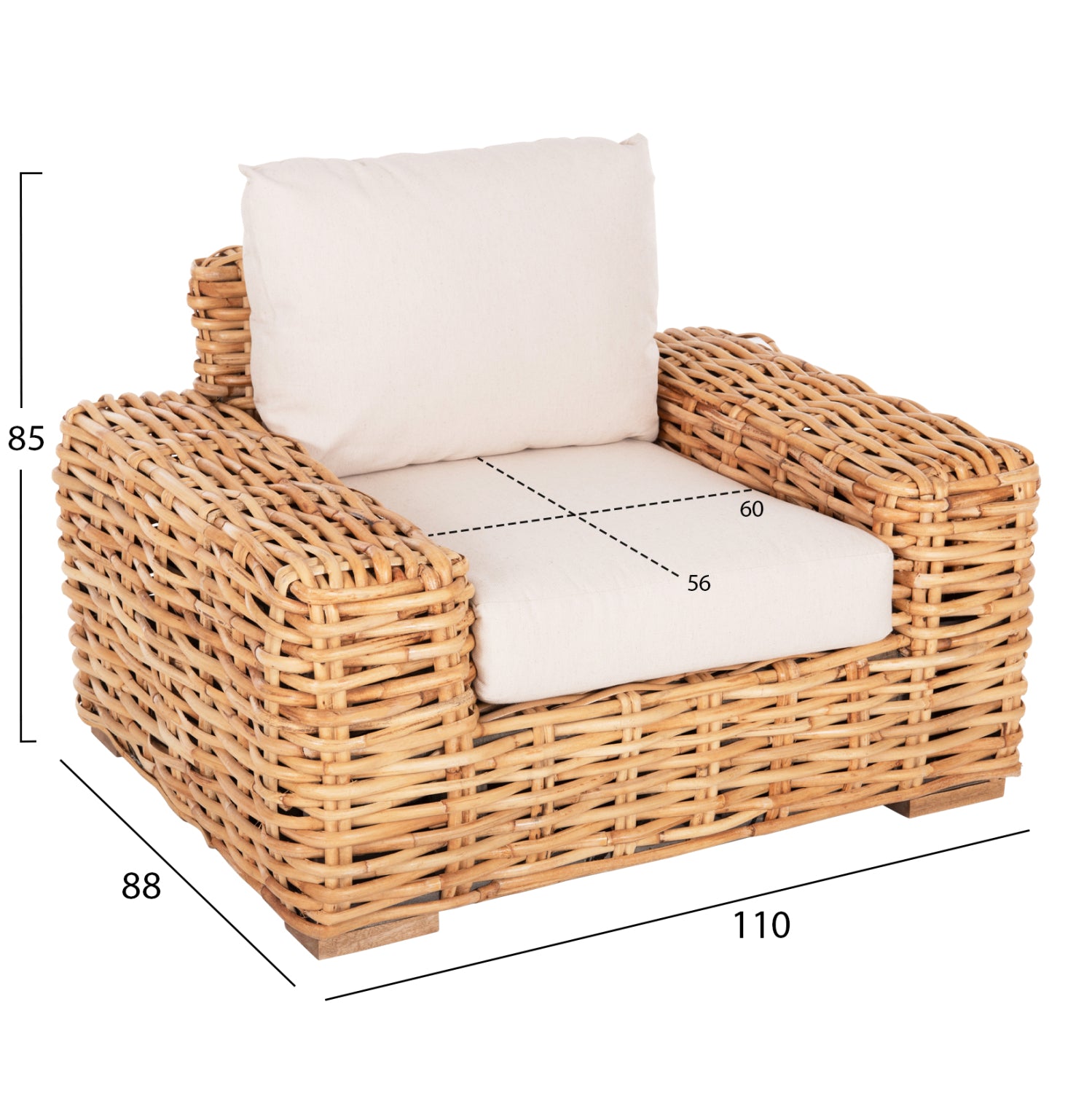ΠΟΛΥΘΡΟΝΑ TROPEL HM9810 ΞΥΛΟ MANGO-RATTAN ΦΥΣΙΚΟ-ΛΕΥΚΑ ΜΑΞΙΛΑΡΙΑ 110x88x70-85Υεκ. - Pakobazaar