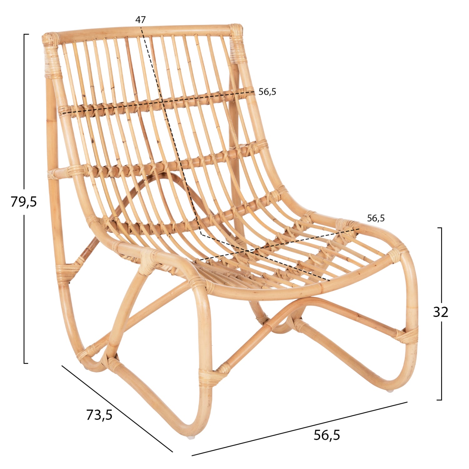 ΠΟΛΥΘΡΟΝΑ GRINN HM9815.01 ΡΑΒΔΟΙ RATTAN ΣΕ ΦΥΣΙΚΟ 56,5x73,5x79,5Υ εκ. - Pakobazaar
