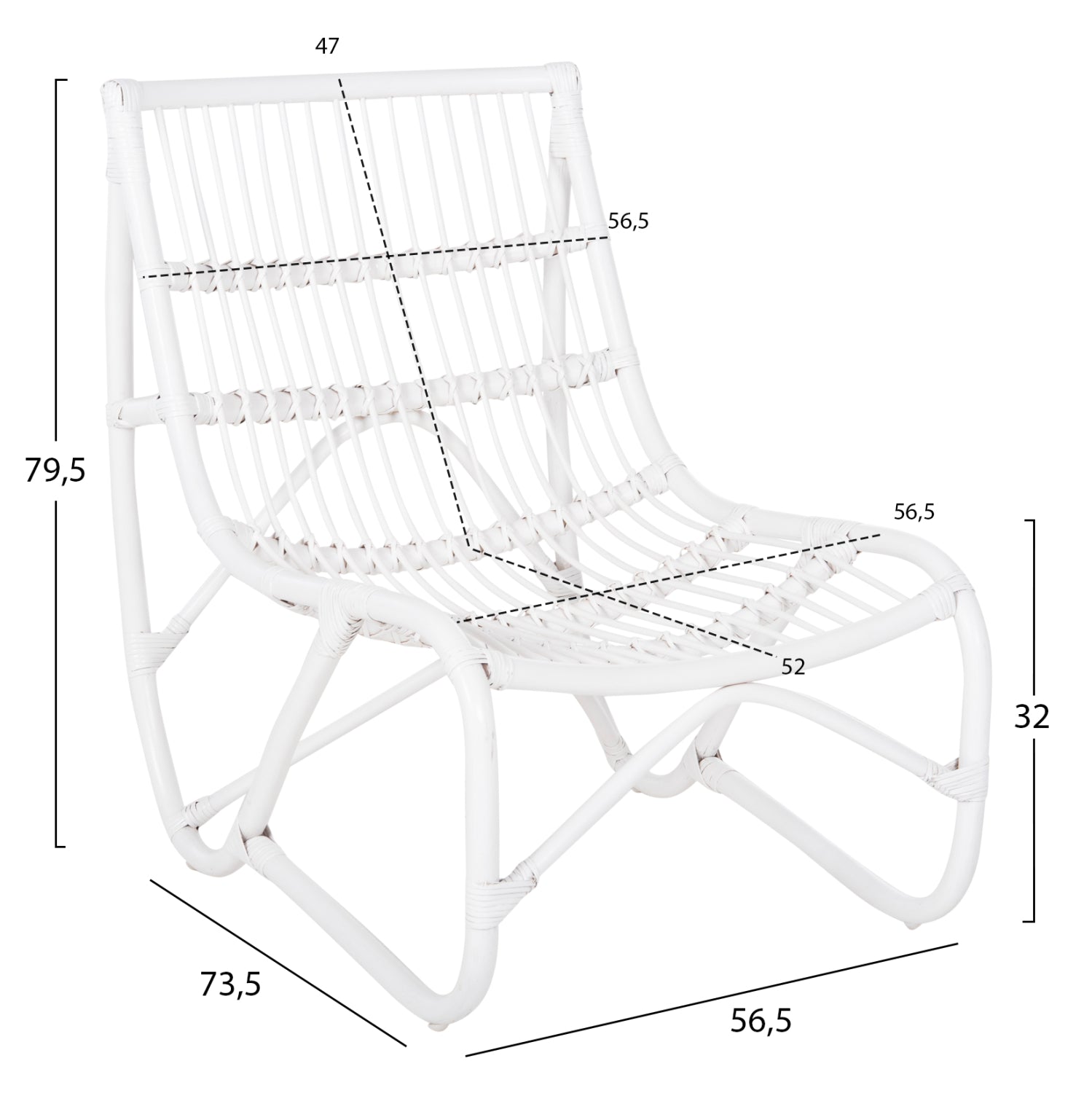 ΠΟΛΥΘΡΟΝΑ GRINN HM9815.03 ΡΑΒΔΟΙ RATTAN ΣΕ ΛΕΥΚΟ 56,5x73,5x79,5Υ εκ. - Pakobazaar