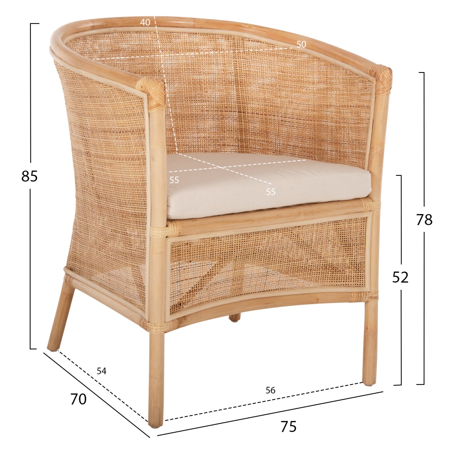 ΠΟΛΥΘΡΟΝΑ APRON HM9818 RATTAN ΠΛΕΚΤΟ ΣΕ ΦΥΣΙΚΟ-ΛΕΥΚΟ ΜΑΞΙΛΑΡΙ 75x70x85Υεκ. - Pakobazaar