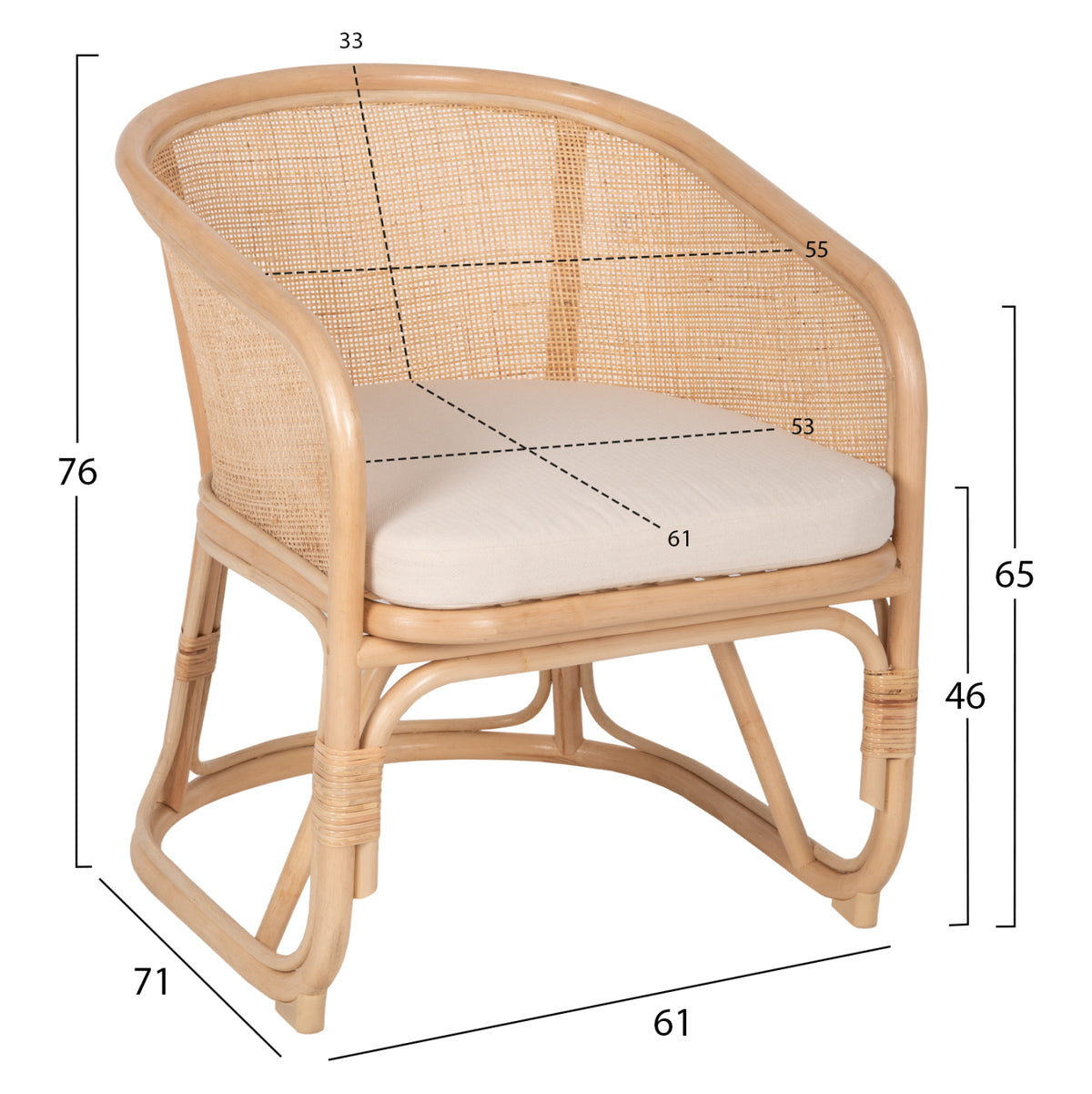 ΠΟΛΥΘΡΟΝΑ ΚΙΚΟ HM9839 RATTAN ΣΕ ΦΥΣΙΚΟ ΧΡΩΜΑ-ΛΕΥΚΟ ΜΑΞΙΛΑΡΙ 61x71x76Yεκ. - Pakobazaar