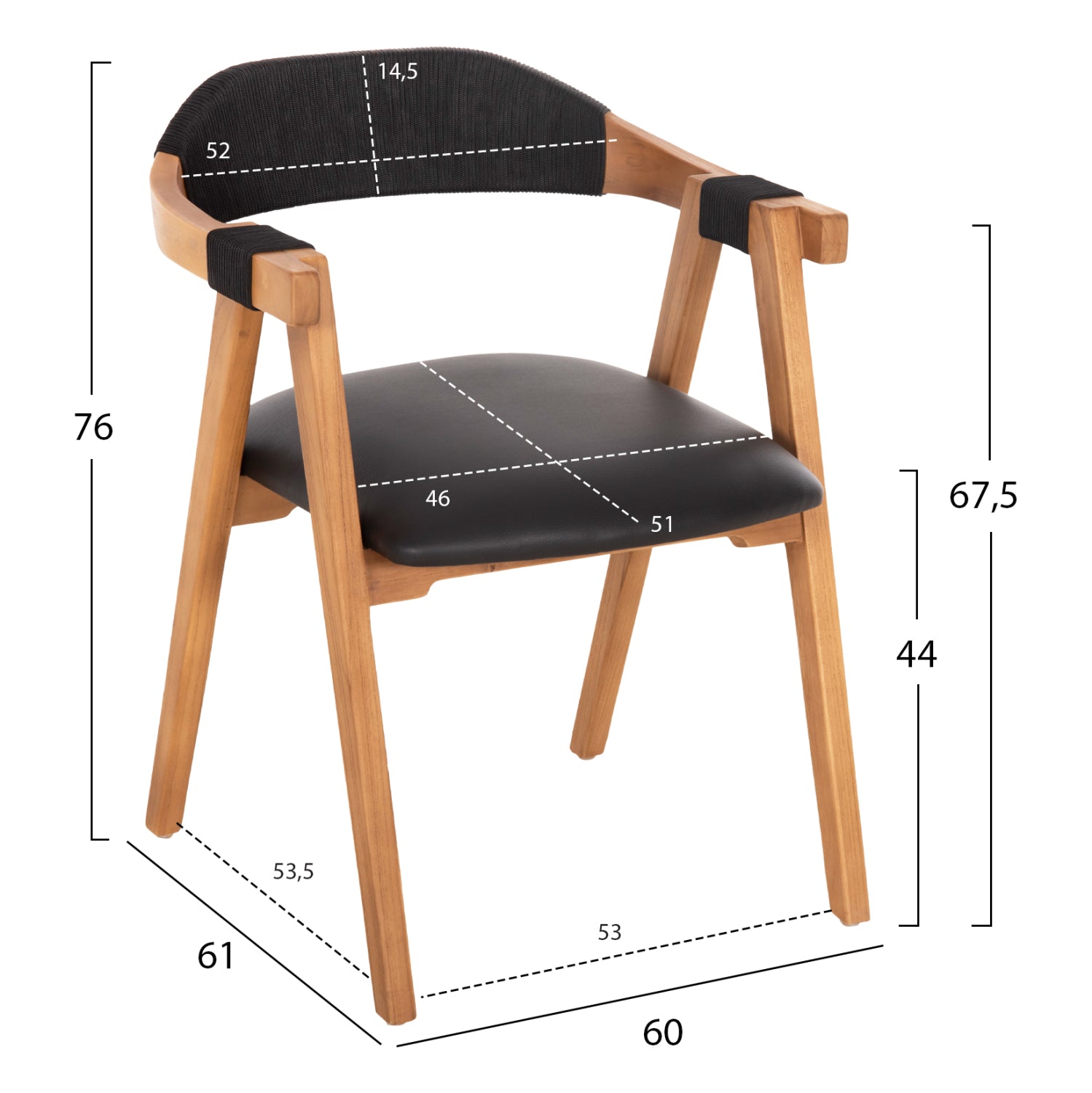 ΠΟΛΥΘΡΟΝΑ RIMINI HM9867.02 ΞΥΛΟ TEAK ΦΥΣΙΚΟ-ΜΑΥΡΟ ΣΧΟΙΝΙ & PU ΚΑΘΙΣΜΑ 60x61x76Υεκ. - Pakobazaar