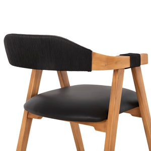 ΠΟΛΥΘΡΟΝΑ RIMINI HM9867.02 ΞΥΛΟ TEAK ΦΥΣΙΚΟ-ΜΑΥΡΟ ΣΧΟΙΝΙ & PU ΚΑΘΙΣΜΑ 60x61x76Υεκ. - Pakobazaar