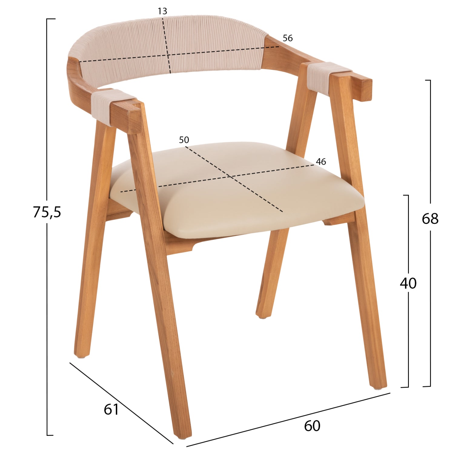 ΠΟΛΥΘΡΟΝΑ RIMINI HM9867.07 ΞΥΛΟ TEAK ΦΥΣΙΚΟ-ΜΠΕΖ ΣΧΟΙΝΙ & PU ΚΑΘΙΣΜΑ 60x61x75,5Υεκ. - Pakobazaar