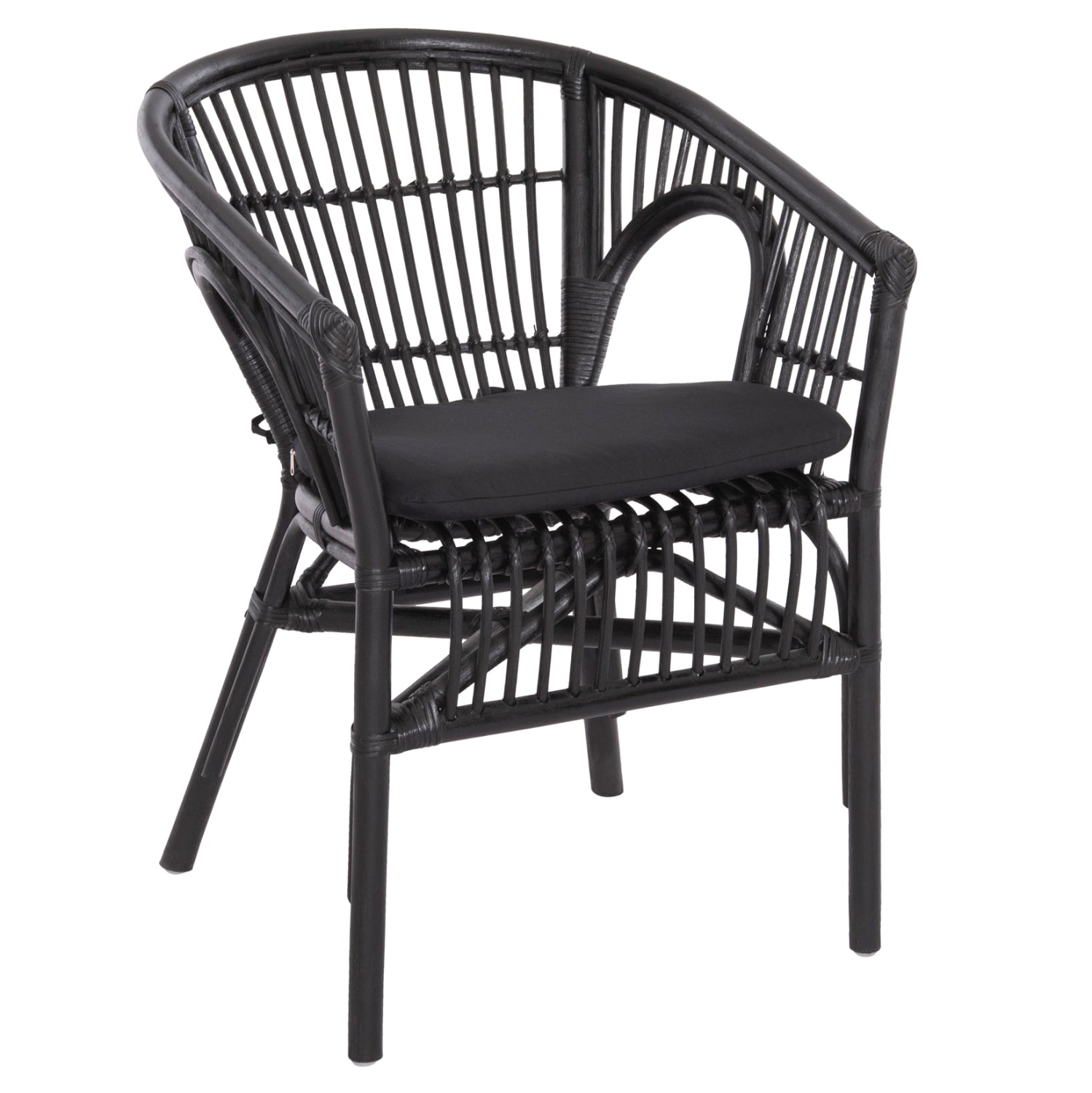 ΠΟΛΥΘΡΟΝΑ DAMPAR HM9929.03 RATTAN & ΜΑΞΙΛΑΡΙ ΣΕ ΜΑΥΡΟ 58x63x79Υεκ. - Pakobazaar