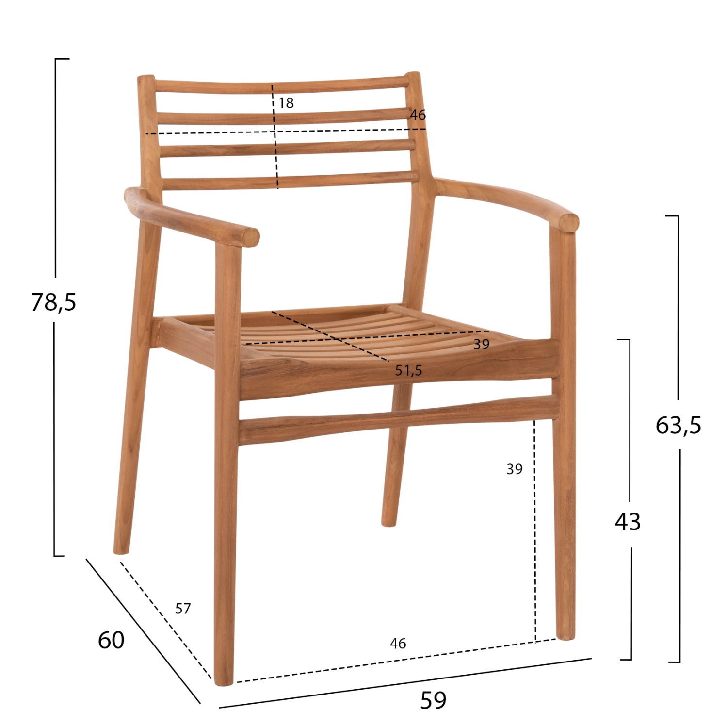 ΠΟΛΥΘΡΟΝΑ MOOSEN HM9936 ΜΑΣΙΦ ΞΥΛΟ TEAK ΣΕ ΦΥΣΙΚΟ 59x60x78,5Υ - Pakobazaar
