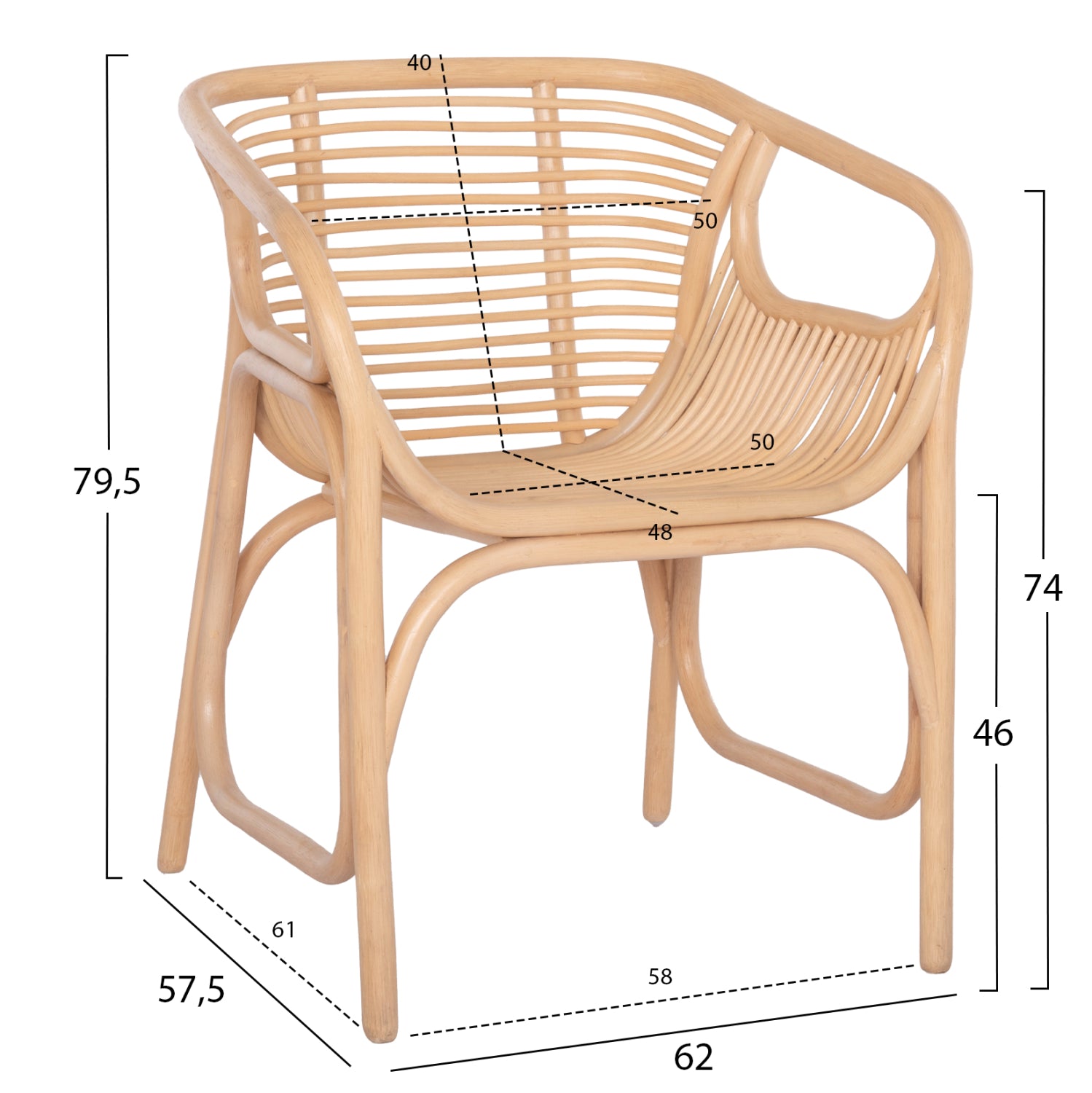 ΠΟΛΥΘΡΟΝΑ MEL ΕΣΩΤ. ΧΩΡΩΝ HM9954.01 ΦΥΣΙΚΟ RATTAN 62x57,5x79,5Υεκ. - Pakobazaar