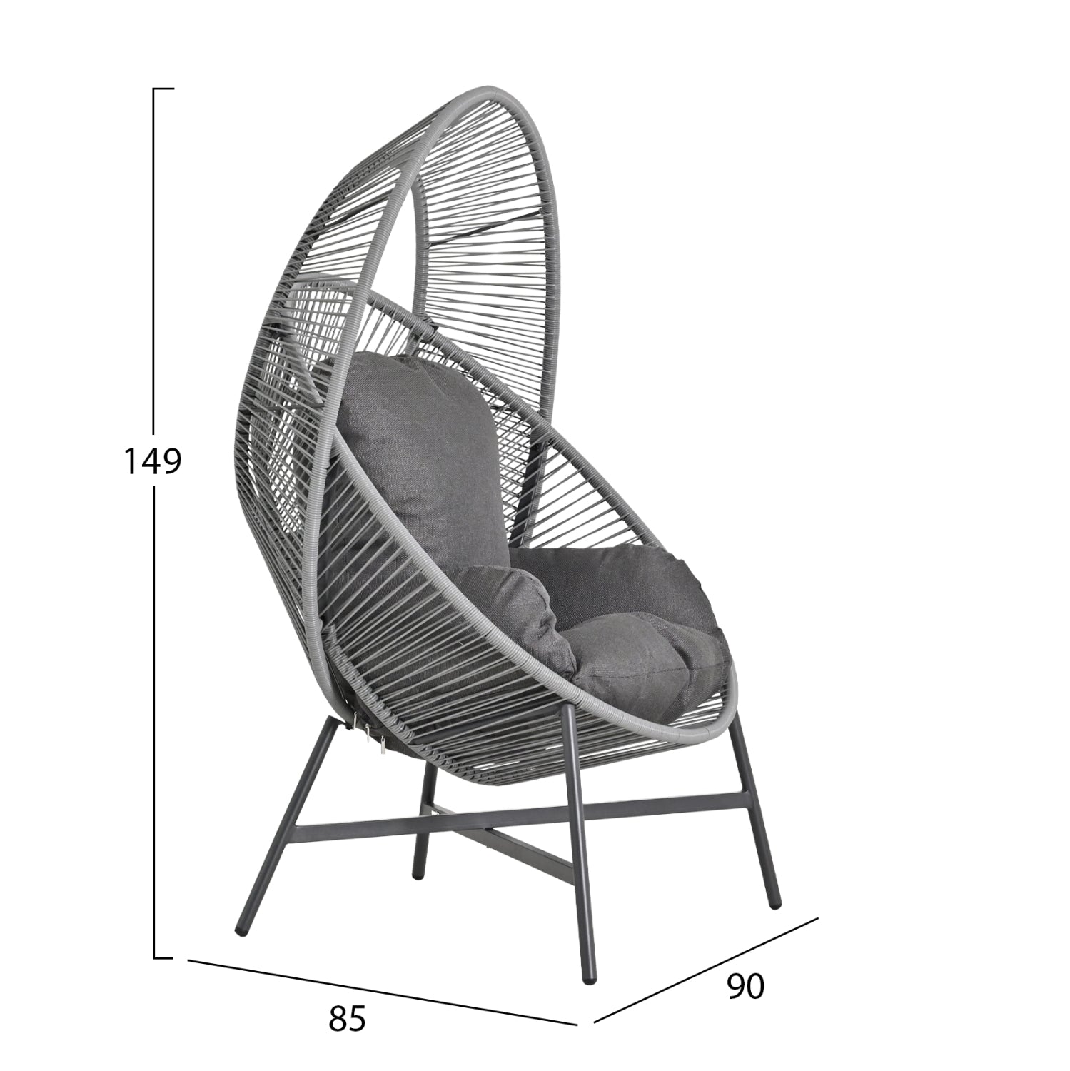 ΠΟΛΥΘΡΟΝΑ-ΦΩΛΙΑ RULER HM6506.01 ΓΚΡΙ ΜΕΤΑΛΛΟ-P.E.RATTAN-ΜΑΞΙΛΑΡΙΑ 90x85x149Υεκ - Pakobazaar