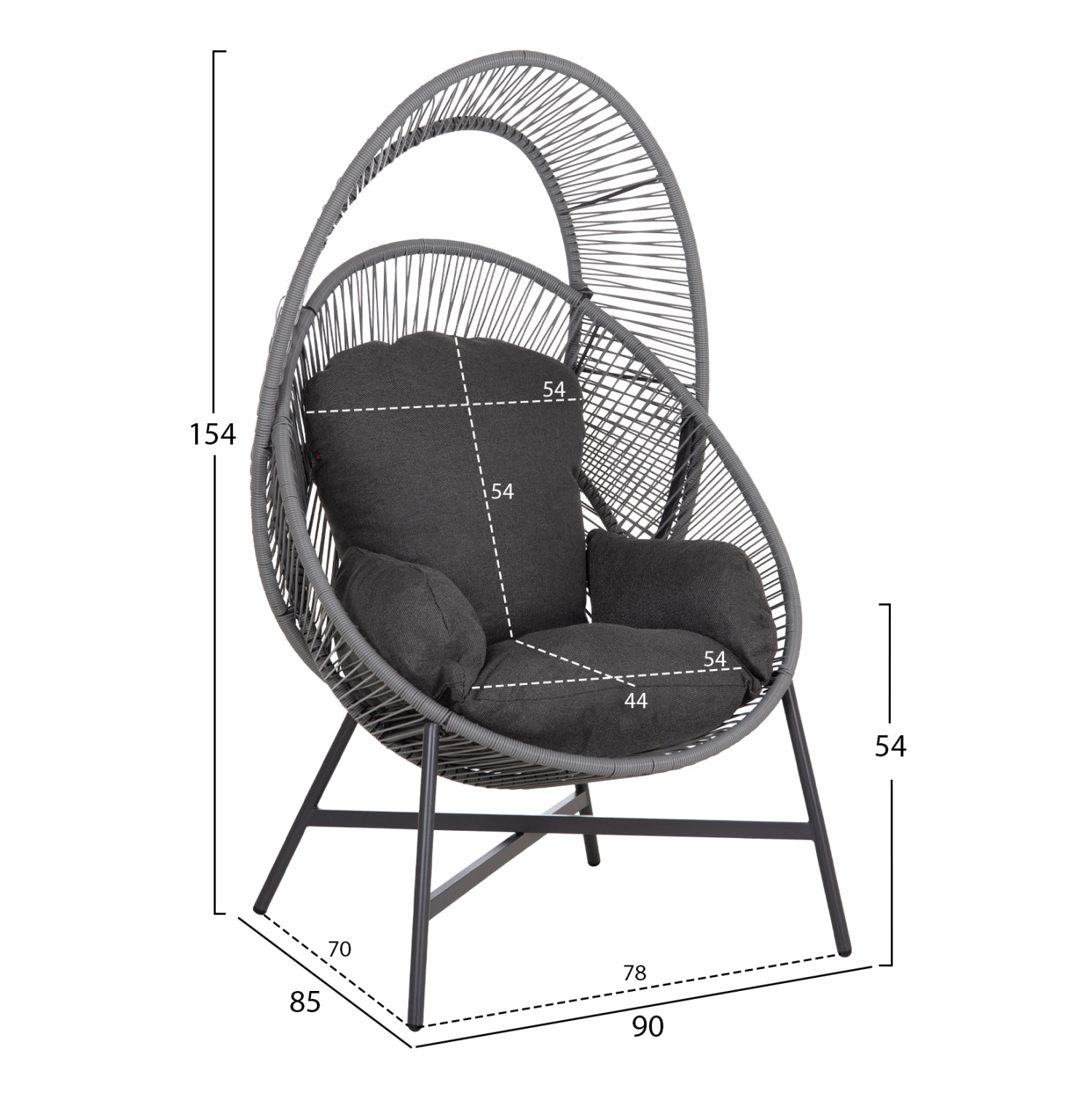 ΠΟΛΥΘΡΟΝΑ-ΦΩΛΙΑ RULER HM6506.01 ΓΚΡΙ ΜΕΤΑΛΛΟ-P.E.RATTAN-ΜΑΞΙΛΑΡΙΑ 90x85x154Υεκ - Pakobazaar