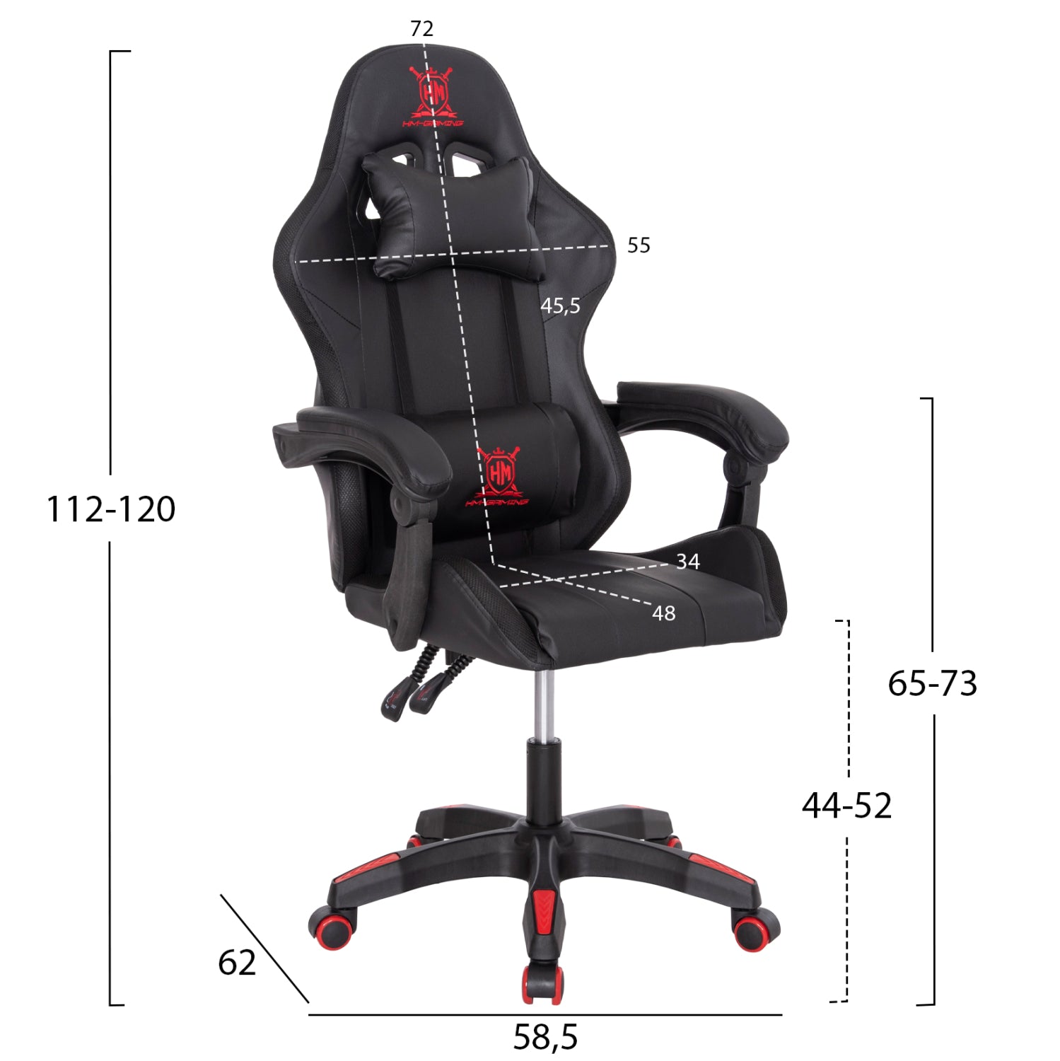 ΠΟΛΥΘΡΟΝΑ GAMING DARREN HM1203.01 ΜΑΥΡΟ-ΚΟΚΚΙΝΟ PVC 58.5x100x120Υεκ. - Pakobazaar