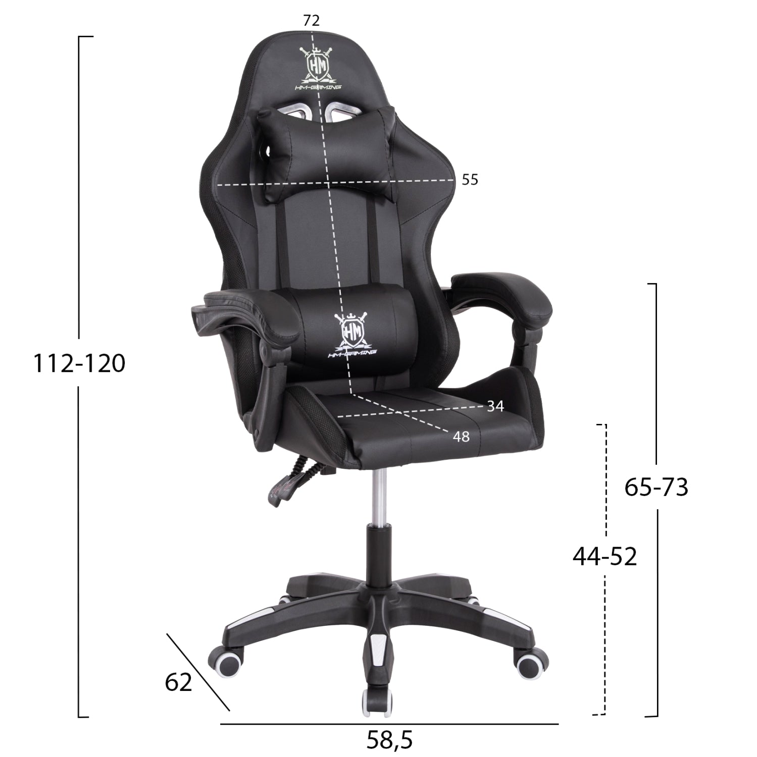 ΠΟΛΥΘΡΟΝΑ GAMING DARREN HM1203.04 ΜΑΥΡΟ-ΛΕΥΚΟ PVC 58.5x100x120Υεκ. - Pakobazaar