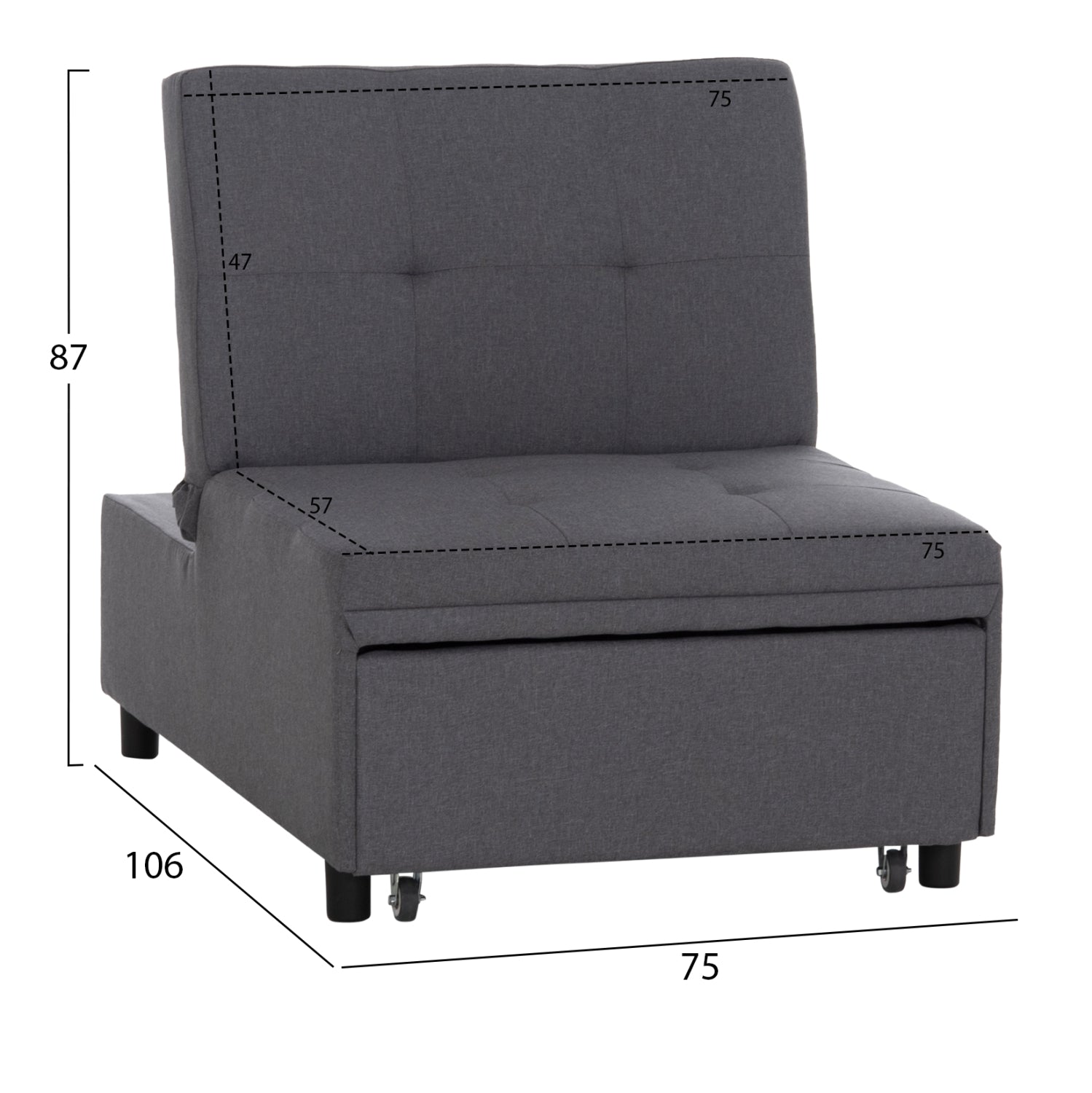 ΠΟΛΥΘΡΟΝΑ-ΚΡΕΒΑΤΙ LIBRE HM3295.01 ΓΚΡΙ ΥΦΑΣΜΑ 75x106x87Υεκ. - Pakobazaar