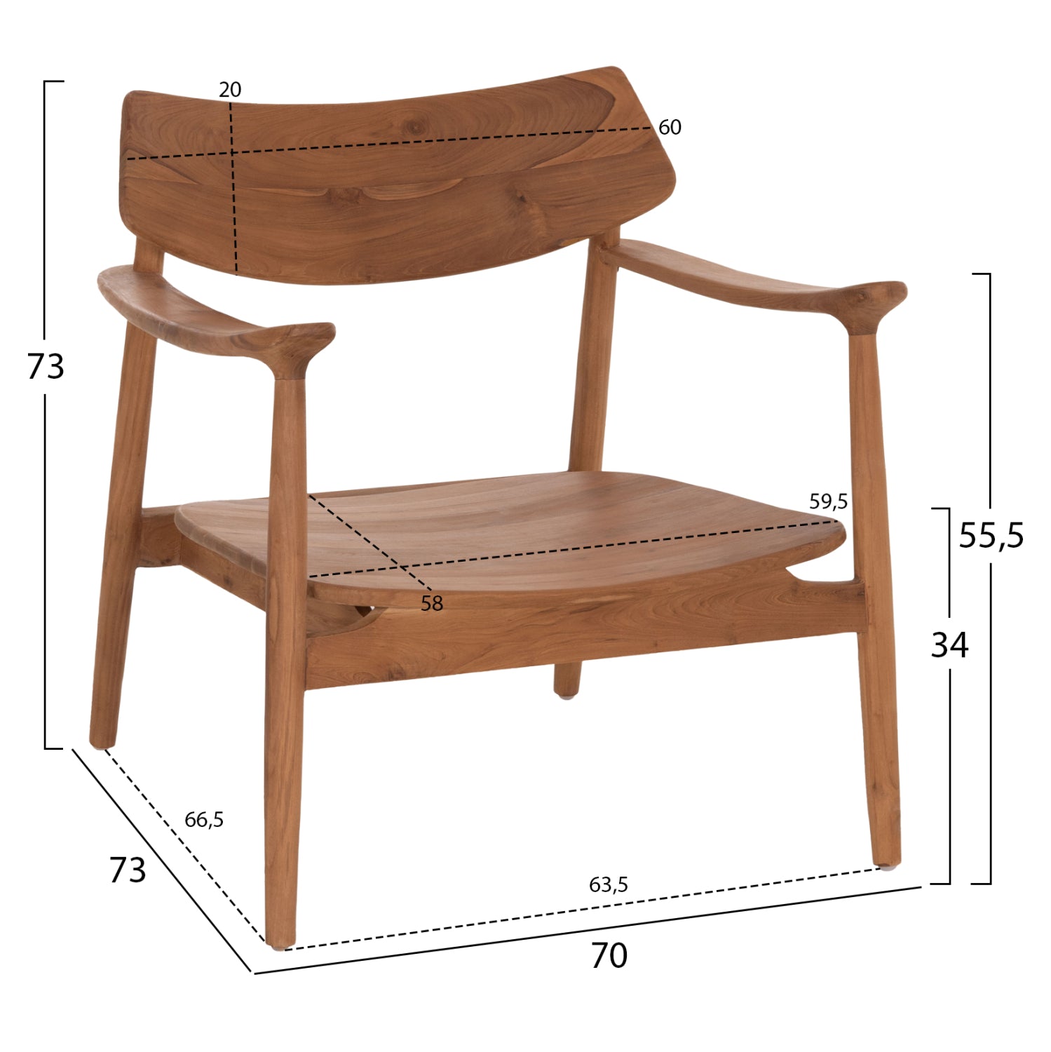 ΠΟΛΥΘΡΟΝΑ LOUNGE RANGER HM18255.01 ΞΥΛΟ TEAK ΣΕ ΦΥΣΙΚΟ 70x73x73Υεκ. - Pakobazaar