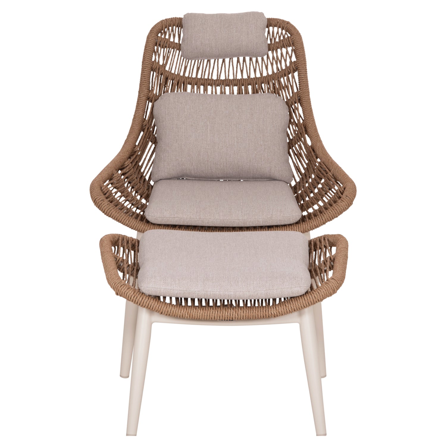 ΠΟΛΥΘΡΟΝΑ LOUNGE ΜΕ ΥΠΟΠΟΔΙΟ REMVAZZO HM6561.02 ΑΛΟΥΜΙΝΙΟ ΜΠΕΖ--WICKER 90x85x96Υεκ - Pakobazaar