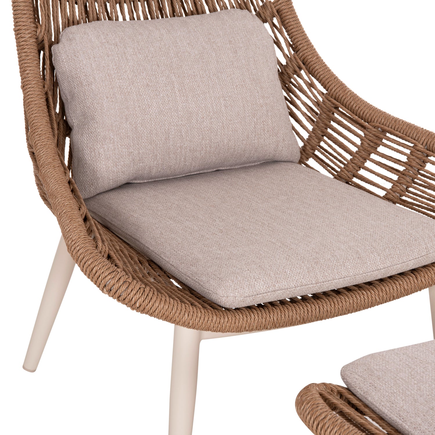 ΠΟΛΥΘΡΟΝΑ LOUNGE ΜΕ ΥΠΟΠΟΔΙΟ REMVAZZO HM6561.02 ΑΛΟΥΜΙΝΙΟ ΜΠΕΖ--WICKER 90x85x96Υεκ - Pakobazaar