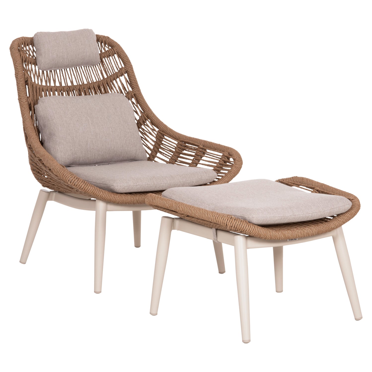 ΠΟΛΥΘΡΟΝΑ LOUNGE ΜΕ ΥΠΟΠΟΔΙΟ REMVAZZO HM6561.02 ΑΛΟΥΜΙΝΙΟ ΜΠΕΖ--WICKER 90x85x96Υεκ - Pakobazaar