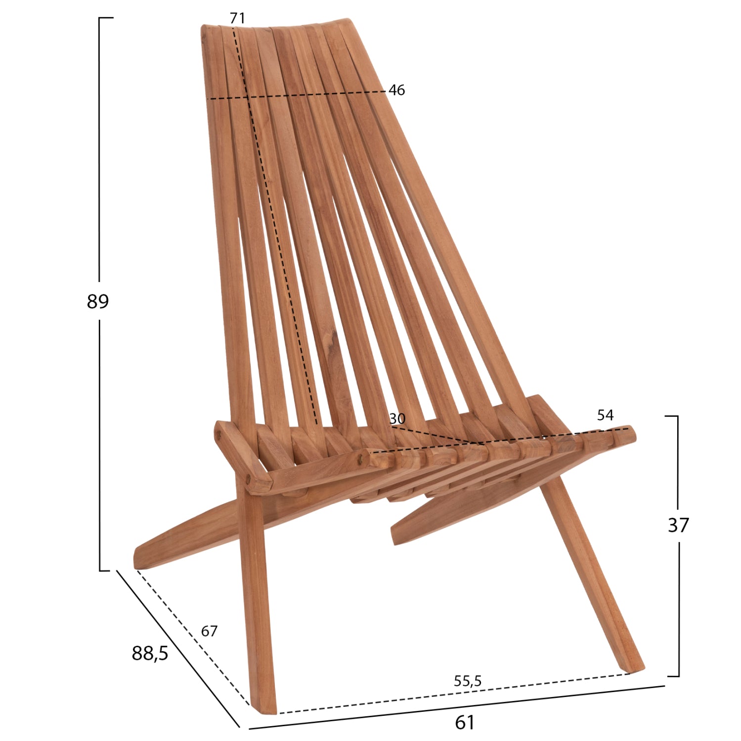 ΠΟΛΥΘΡΟΝΑ LOUNGE ΠΤΥΣΣΟΜΕΝΗ SHIGAO HM18112 ΞΥΛΟ TEAK--ΦΥΣΙΚΟ 61x88.5x89Υεκ. - Pakobazaar