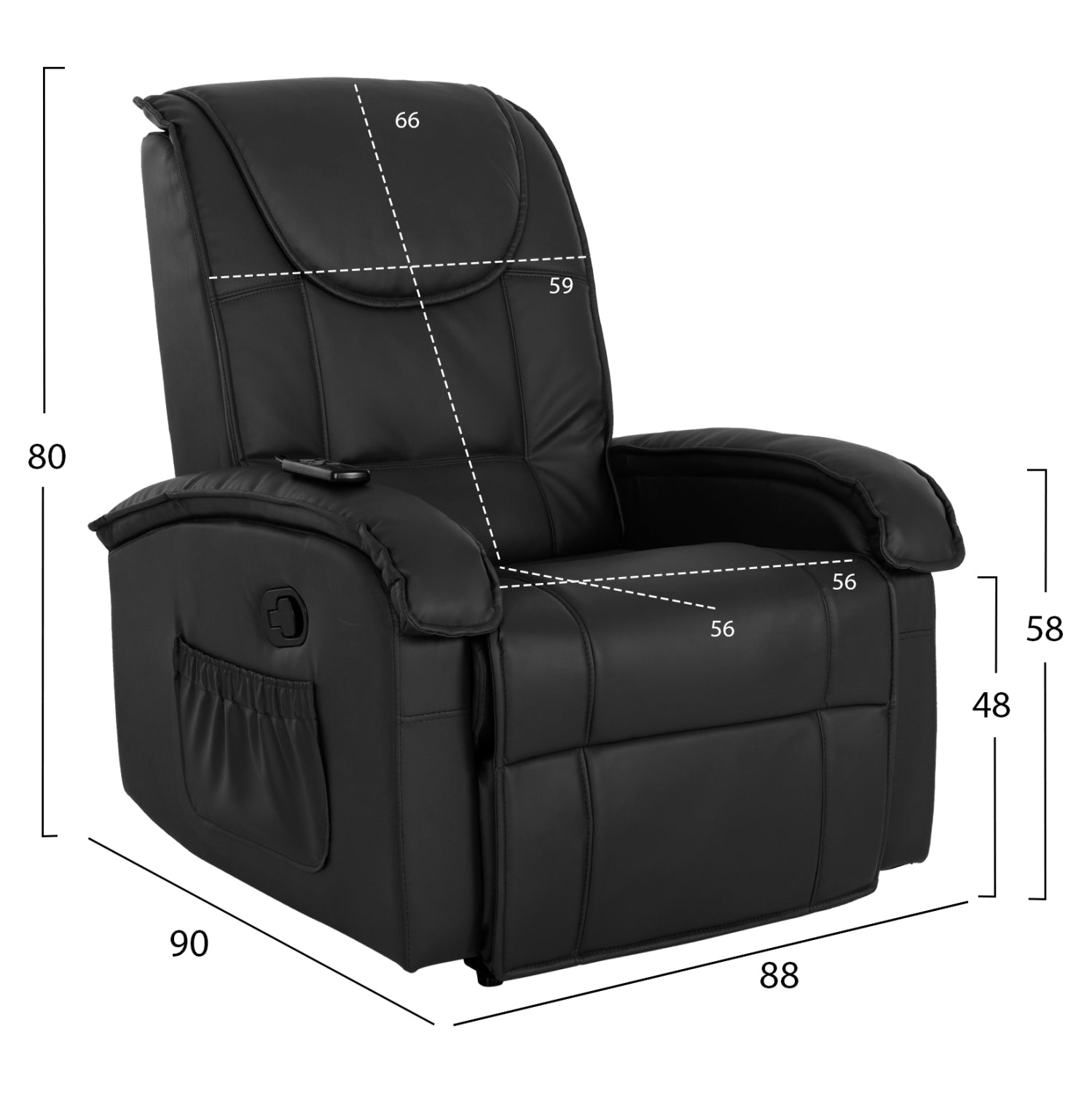 ΠΟΛΥΘΡΟΝΑ RELAX ΜΕ ΜΗΧΑΝΙΣΜΟ MASSAGE ROCCA HM0026.01 PU ΜΑΥΡΟ 88x90x80 εκ. - Pakobazaar