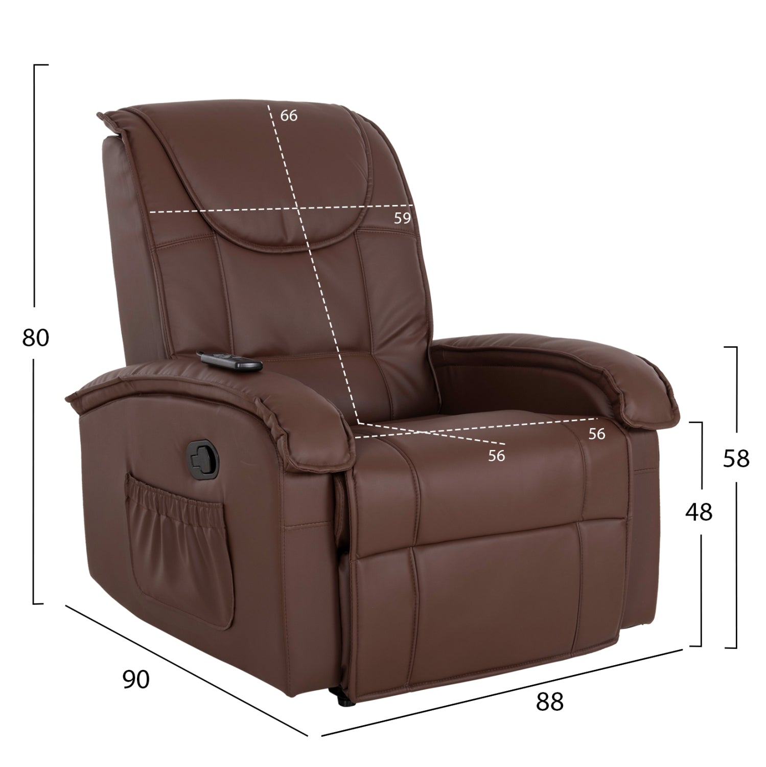 ΠΟΛΥΘΡΟΝΑ RELAX ΜΕ ΜΗΧΑΝΙΣΜΟ MASSAGE ROCCA HM0026.03 PU ΚΑΦΕ ΣΚΟΥΡΟ 80x96x97 εκ. - Pakobazaar
