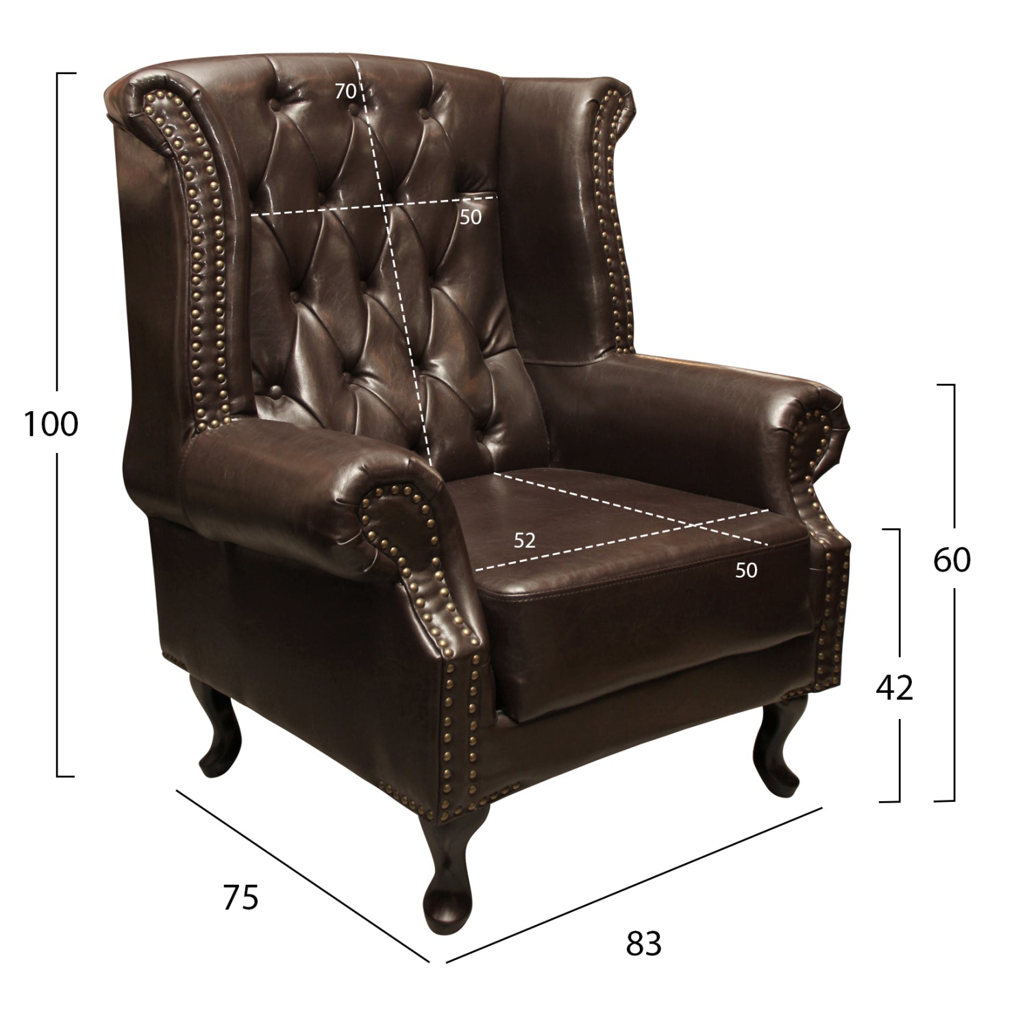 ΠΟΛΥΘΡΟΝΑ-ΜΠΕΡΖΕΡΑ T.CHESTERFIELD POLINA HM0053.01 PU ΣΚ.ΚΑΦΕ 83x75x107 εκ. - Pakobazaar