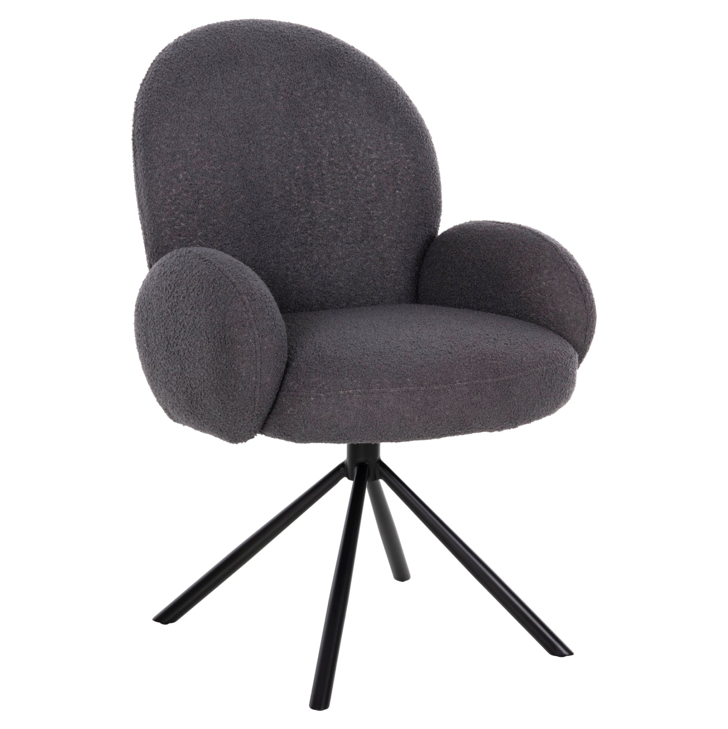 ΠΟΛΥΘΡΟΝΑ ΠΕΡΙΣΤΡΕΦ. WINON HM9778.01 ΓΚΡΙ TEDDY ΥΦΑΣΜΑ-ΜΑΥΡΟ ΜΕΤΑΛΛΟ 65x67x92Υ εκ. - Pakobazaar