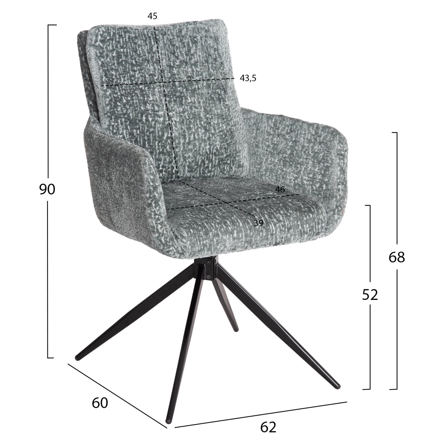 ΠΟΛΥΘΡΟΝΑ ΠΕΡΙΣΤΡΕΦOMENH BLANS HM9942.03 ΜΕΝΤΑ ΜΠΟΥΚΛΕ ΥΦΑΣΜΑ-ΜΕΤΑΛΛΙΚΑ ΠΟΔΙΑ 62x60x90Υ - Pakobazaar