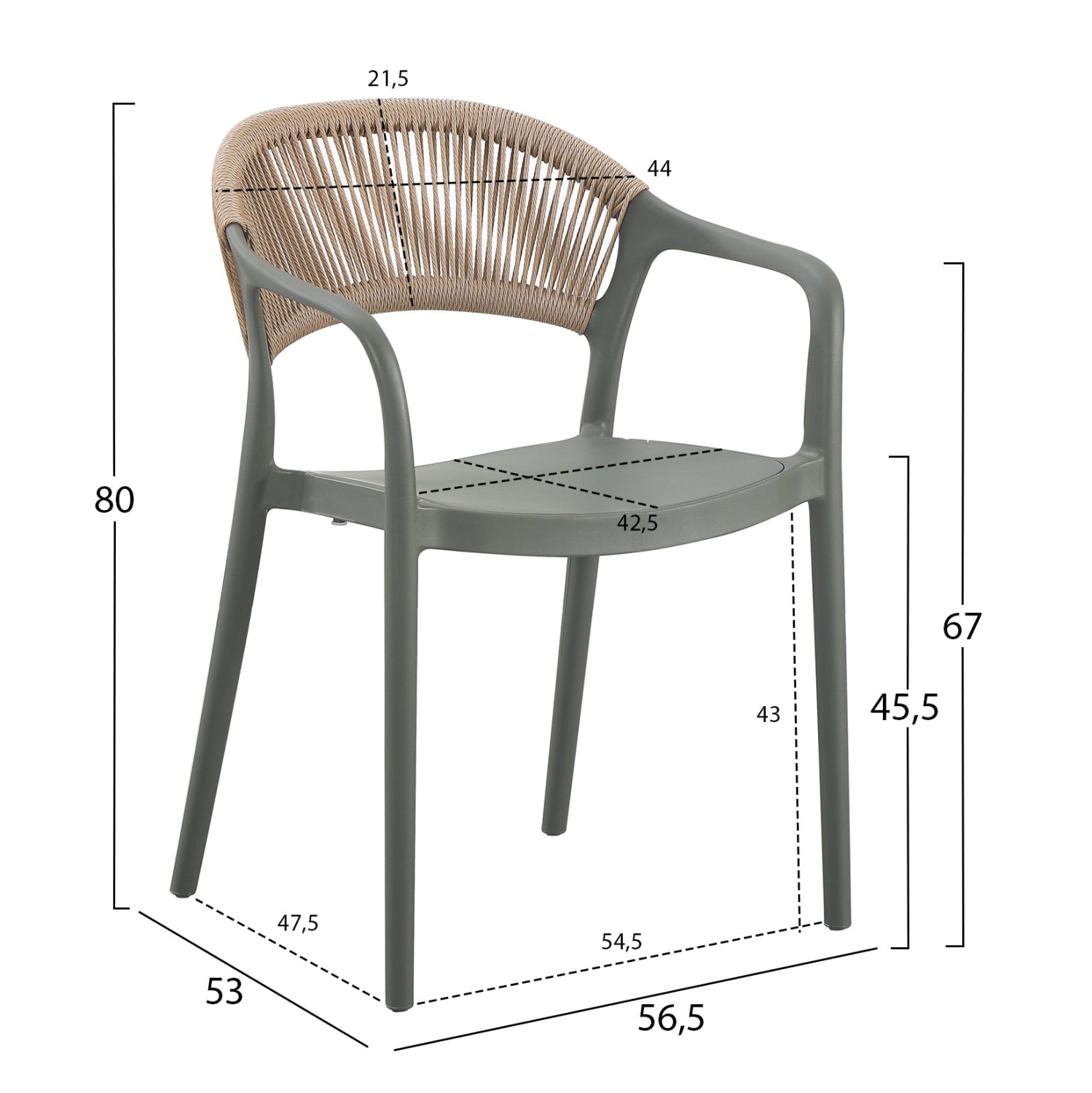 ΠΟΛΥΘΡΟΝΑ ΠΟΛΥΠΡΟΠΥΛΕΝΙΟΥ EVA HM6155.05 OLIVE GREEN--P.P. ΜΠΕΖ ΣΧΟΙΝΙ 56,5x53x80Υεκ. - Pakobazaar