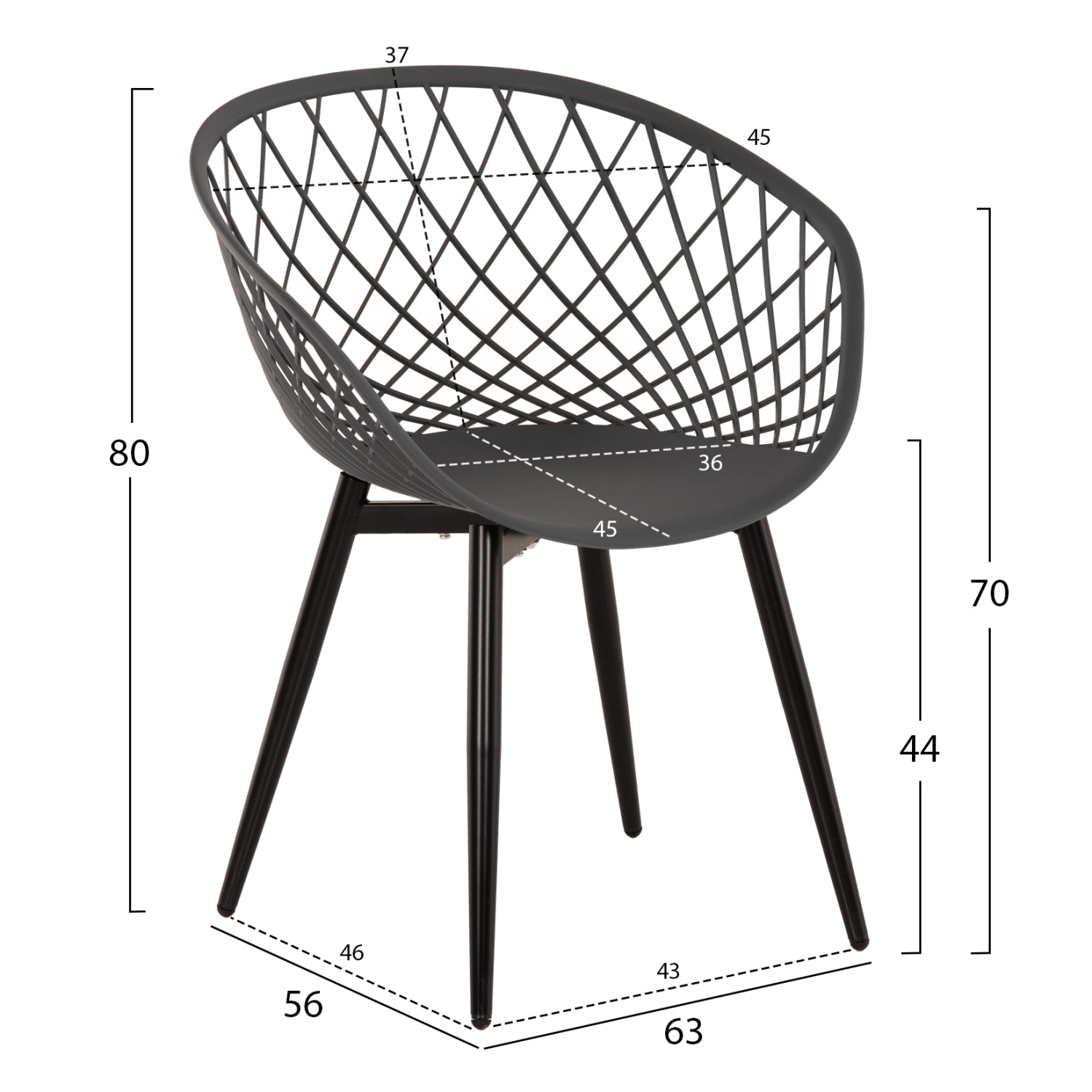 ΠΟΛΥΘΡΟΝΑ ΠΟΛΥΠΡΟΠΥΛΕΝΙΟΥ ΓΚΡΙ-ΜΑΥΡΑ ΜΕΤΑΛ. ΠΟΔΙΑ ARIADNE HM8001.30 63x56x80Yεκ. - Pakobazaar