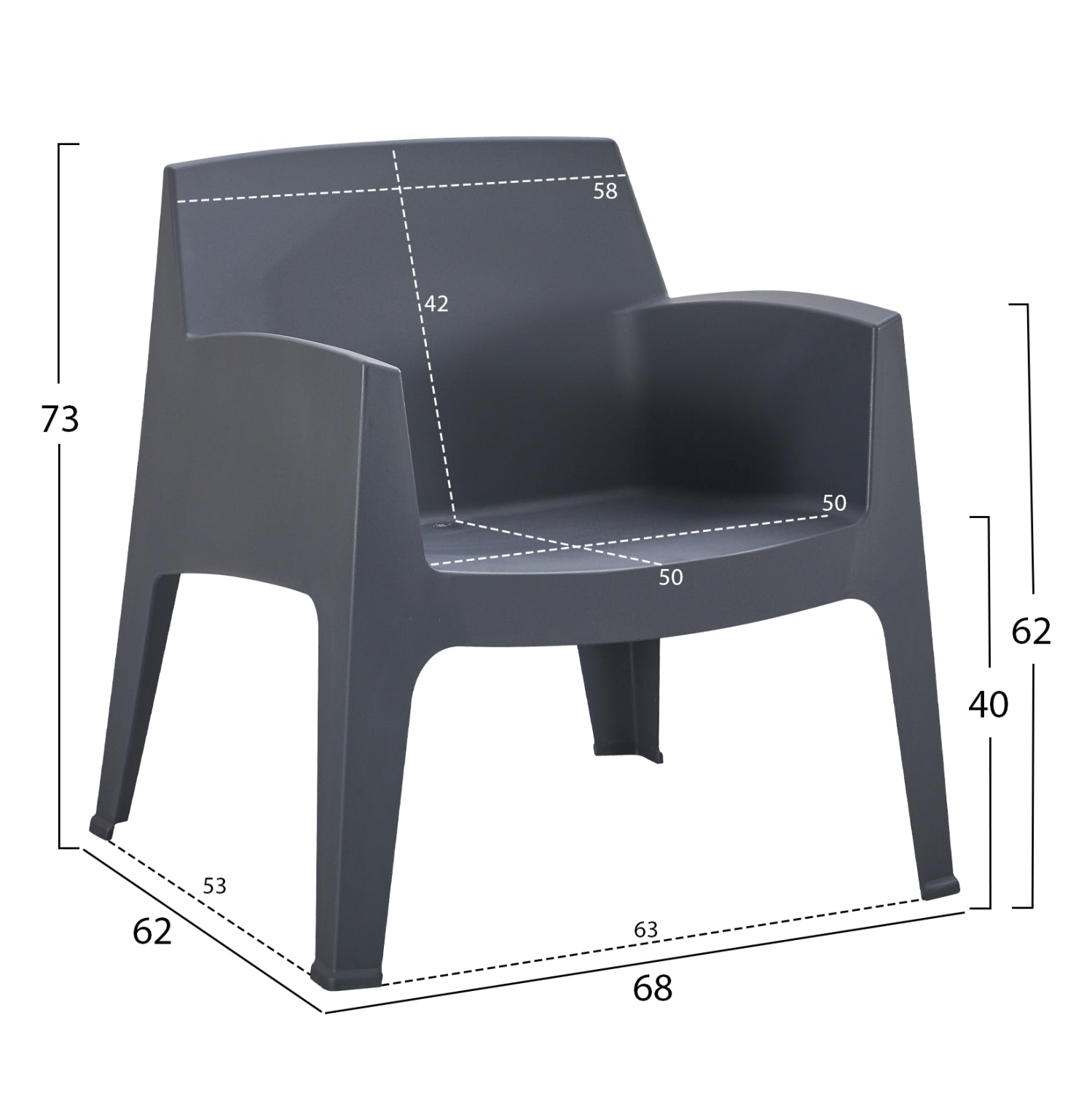 ΠΟΛΥΘΡΟΝΑ ΠΟΛΥΠΡΟΠΥΛΕΝΙΟΥ LOUNGE SLEEK HM6365.10 ΓΚΡΙ 62x68x73Υεκ. - Pakobazaar