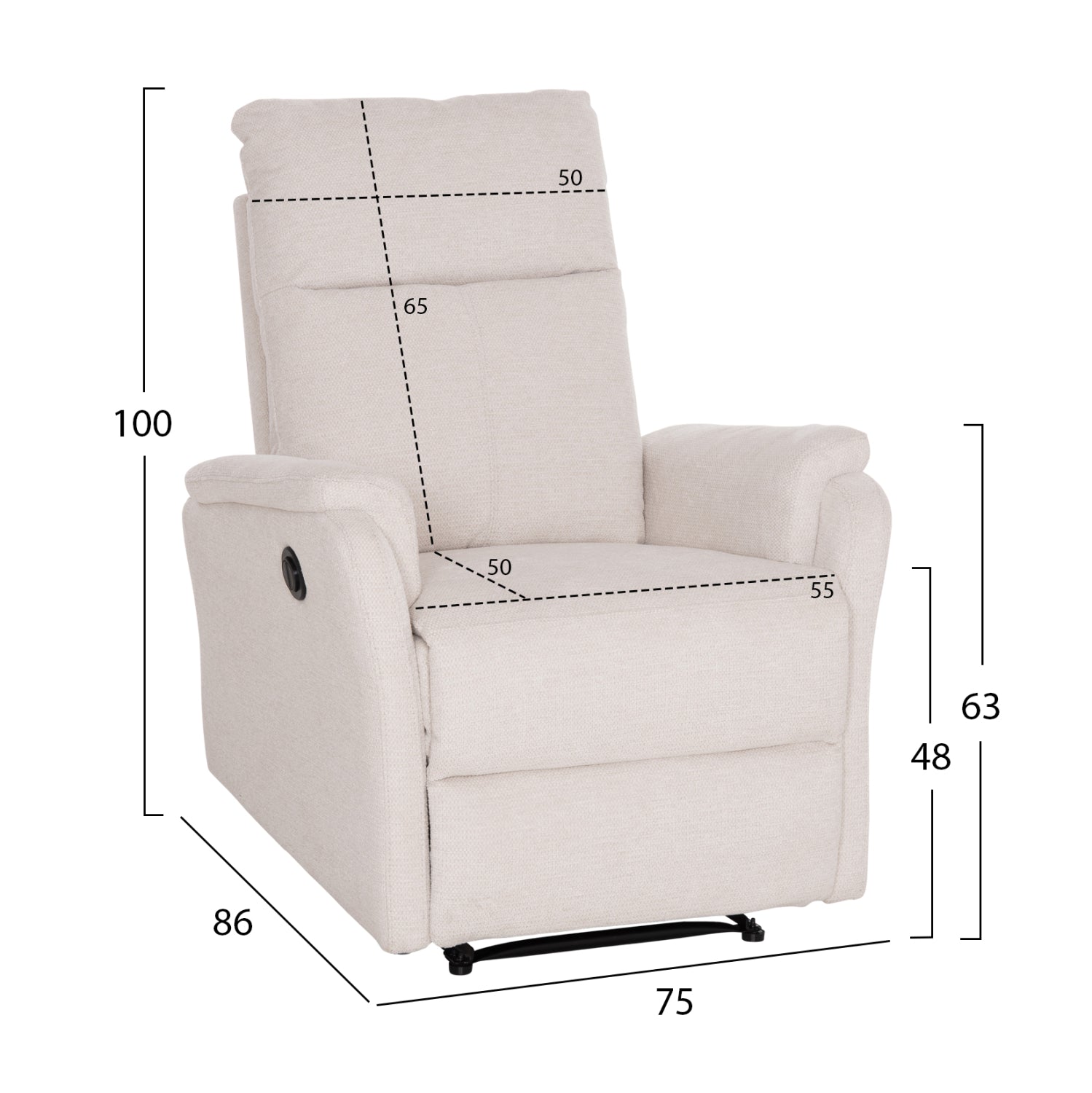 ΠΟΛΥΘΡΟΝΑ RELAX ΜΕ ΗΛΕΚΤΡΙΚΗ ΑΝΑΚΛΙΣΗ SYNTHIA HM3309.01 ΜΠΕΖ ΥΦΑΣΜΑ 75x86x100Yεκ - Pakobazaar