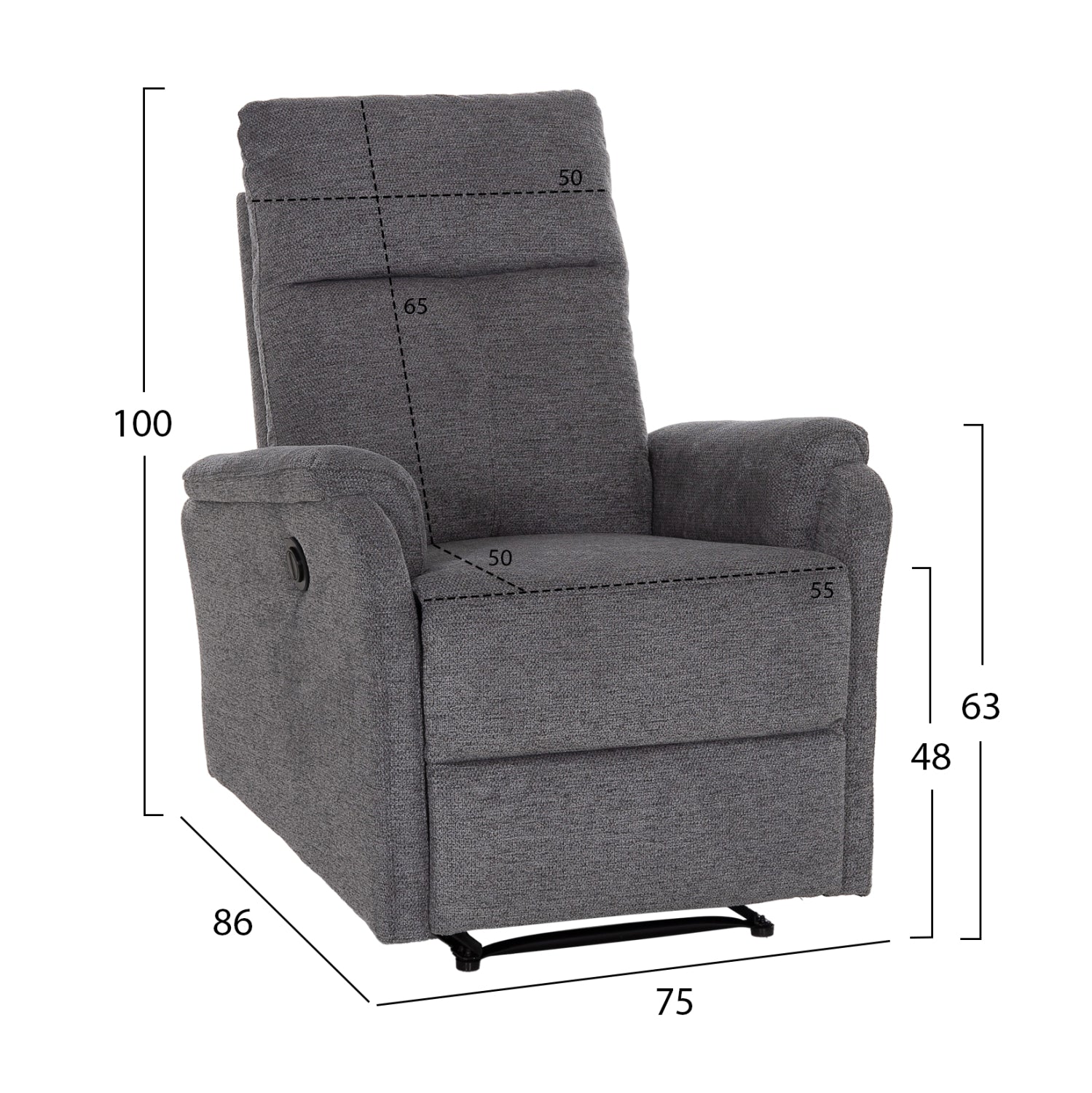 ΠΟΛΥΘΡΟΝΑ RELAX ΜΕ ΗΛΕΚΤΡΙΚΗ ΑΝΑΚΛΙΣΗ SYNTHIA HM3309.03 ΓΚΡΙ ΥΦΑΣΜΑ 75x86x100Yεκ - Pakobazaar