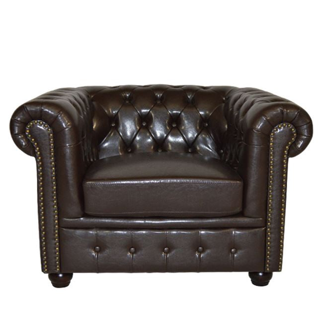 ΠΟΛΥΘΡΟΝΑ T.CHESTERFIELD POLINA HM3011.01 PU ΣΚΟΥΡΟ ΚΑΦΕ 110x90x73Yεκ. - Pakobazaar