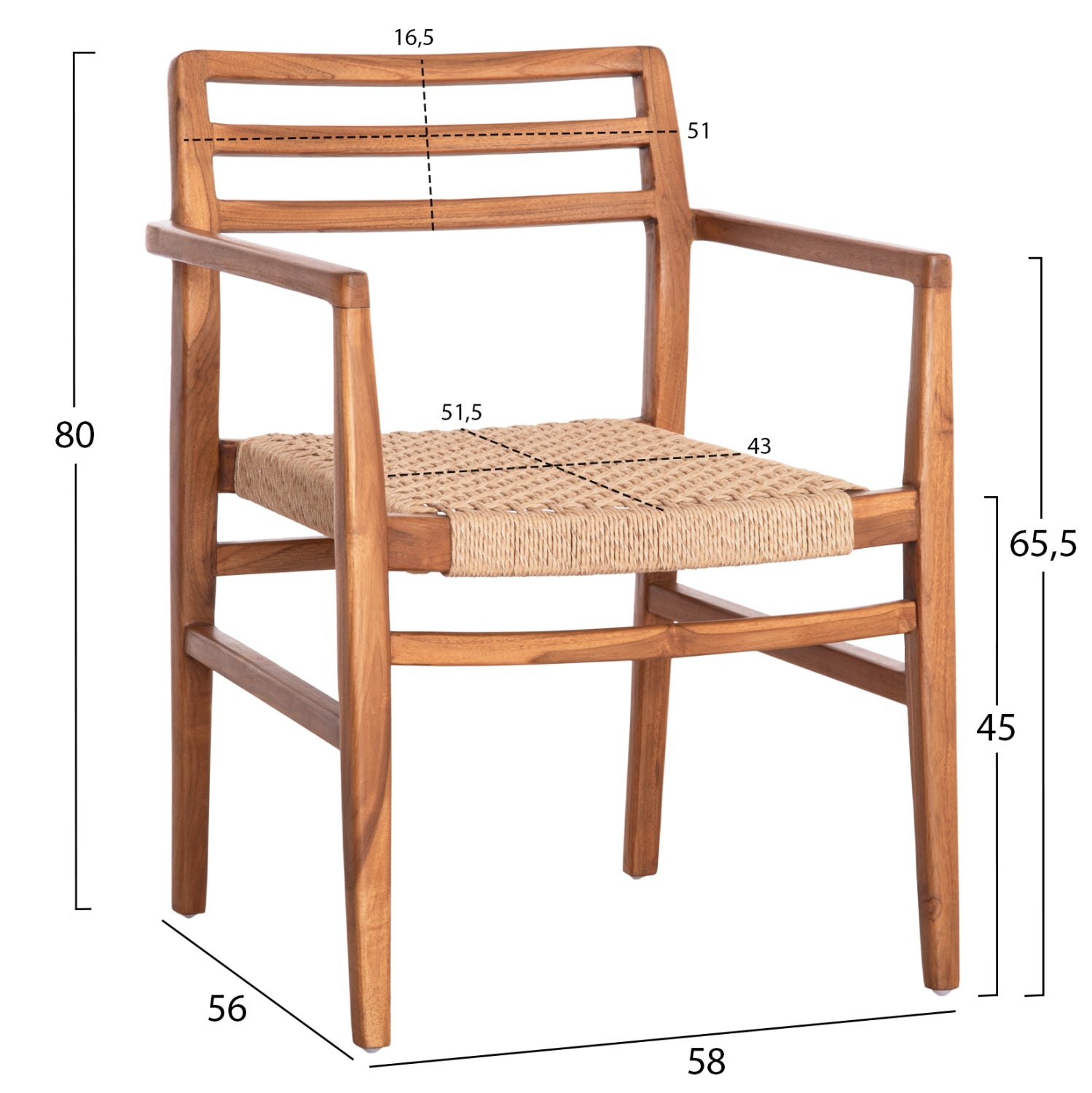 ΠΟΛΥΘΡΟΝΑ ΤΡΑΠΕΖΑΡΙΑΣ HERRIN HM18230 ΞΥΛΟ TEAK-ΣΧΟΙΝΙ VIRO 58x56x80Υεκ. - Pakobazaar