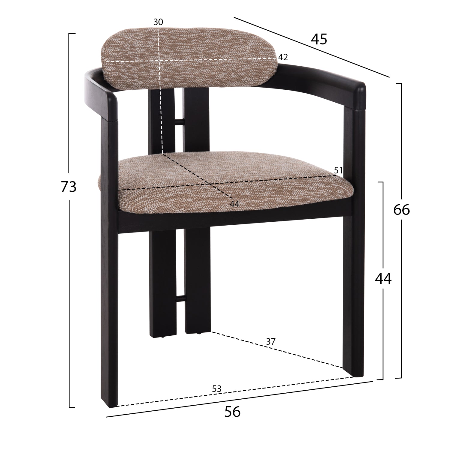 ΠΟΛΥΘΡΟΝΑ ΤΡΑΠΕΖΑΡΙΑΣ KALL HM18247.02 ΚΑΦΕ ΥΦΑΣΜΑ--PLYWOOD ΣΕ ΜΑΥΡΟ 56x45x73Υεκ - Pakobazaar