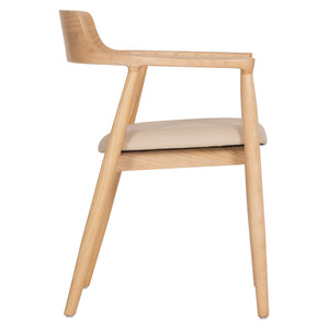 ΠΟΛΥΘΡΟΝΑ ΤΡΑΠΕΖΑΡΙΑΣ TARGA HM18336.11 RUBBERWOOD ΦΥΣΙΚΟ & PU ΕΚΡΟΥ 58x54x78Yεκ - Pakobazaar
