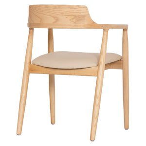 ΠΟΛΥΘΡΟΝΑ ΤΡΑΠΕΖΑΡΙΑΣ TARGA HM18336.11 RUBBERWOOD ΦΥΣΙΚΟ & PU ΕΚΡΟΥ 58x54x78Yεκ - Pakobazaar