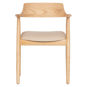 ΠΟΛΥΘΡΟΝΑ ΤΡΑΠΕΖΑΡΙΑΣ TARGA HM18336.11 RUBBERWOOD ΦΥΣΙΚΟ & PU ΕΚΡΟΥ 58x54x78Yεκ - Pakobazaar