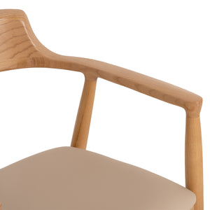 ΠΟΛΥΘΡΟΝΑ ΤΡΑΠΕΖΑΡΙΑΣ TARGA HM18336.11 RUBBERWOOD ΦΥΣΙΚΟ & PU ΕΚΡΟΥ 58x54x78Yεκ - Pakobazaar