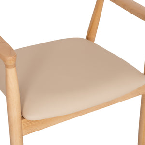 ΠΟΛΥΘΡΟΝΑ ΤΡΑΠΕΖΑΡΙΑΣ TARGA HM18336.11 RUBBERWOOD ΦΥΣΙΚΟ & PU ΕΚΡΟΥ 58x54x78Yεκ - Pakobazaar
