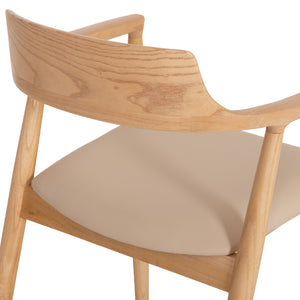 ΠΟΛΥΘΡΟΝΑ ΤΡΑΠΕΖΑΡΙΑΣ TARGA HM18336.11 RUBBERWOOD ΦΥΣΙΚΟ & PU ΕΚΡΟΥ 58x54x78Yεκ - Pakobazaar