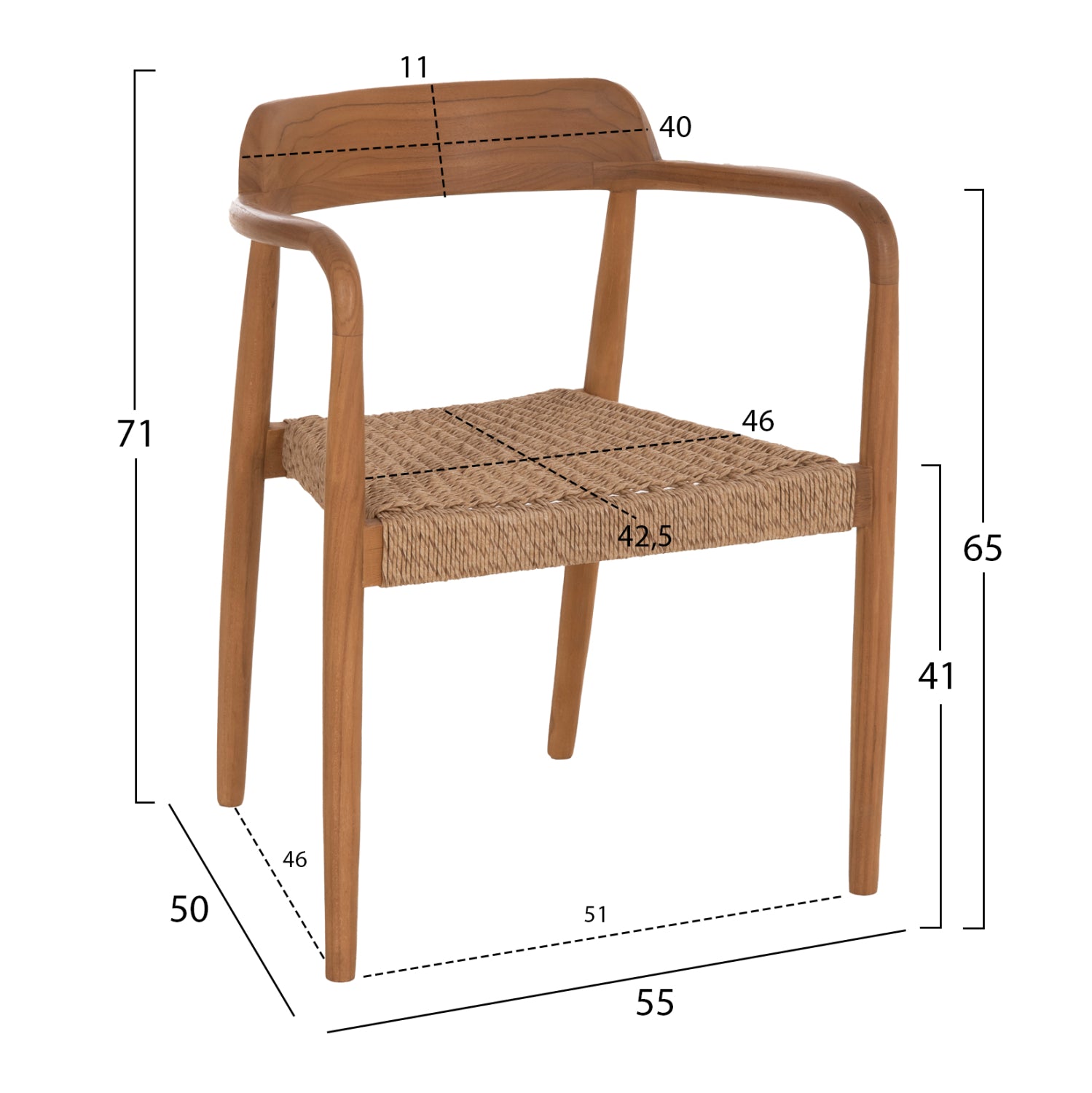 ΠΟΛΥΘΡΟΝΑ ΤΡΑΠΕΖΑΡΙΑΣ ROBBY HM18350 ΞΥΛΟ TEAK & ΣΧΟΙΝΙ VIRO ΦΥΣΙΚΟ 55x50x71Υεκ. - Pakobazaar