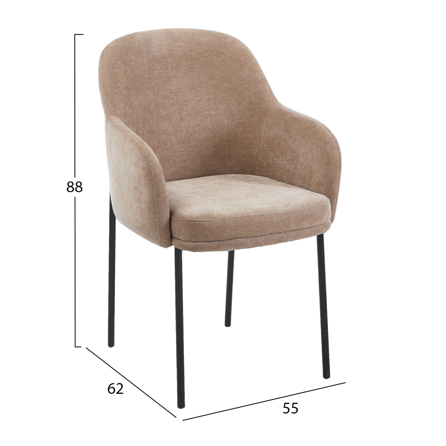 ΠΟΛΥΘΡΟΝΑ ΤΡΑΠΕΖΑΡΙΑΣ MANIDO HM18429.03 TAUPE ΥΦΑΣΜΑ-ΜΕΤΑΛ.ΜΑΥΡΑ ΠΟΔΙΑ 55x62x88Υεκ