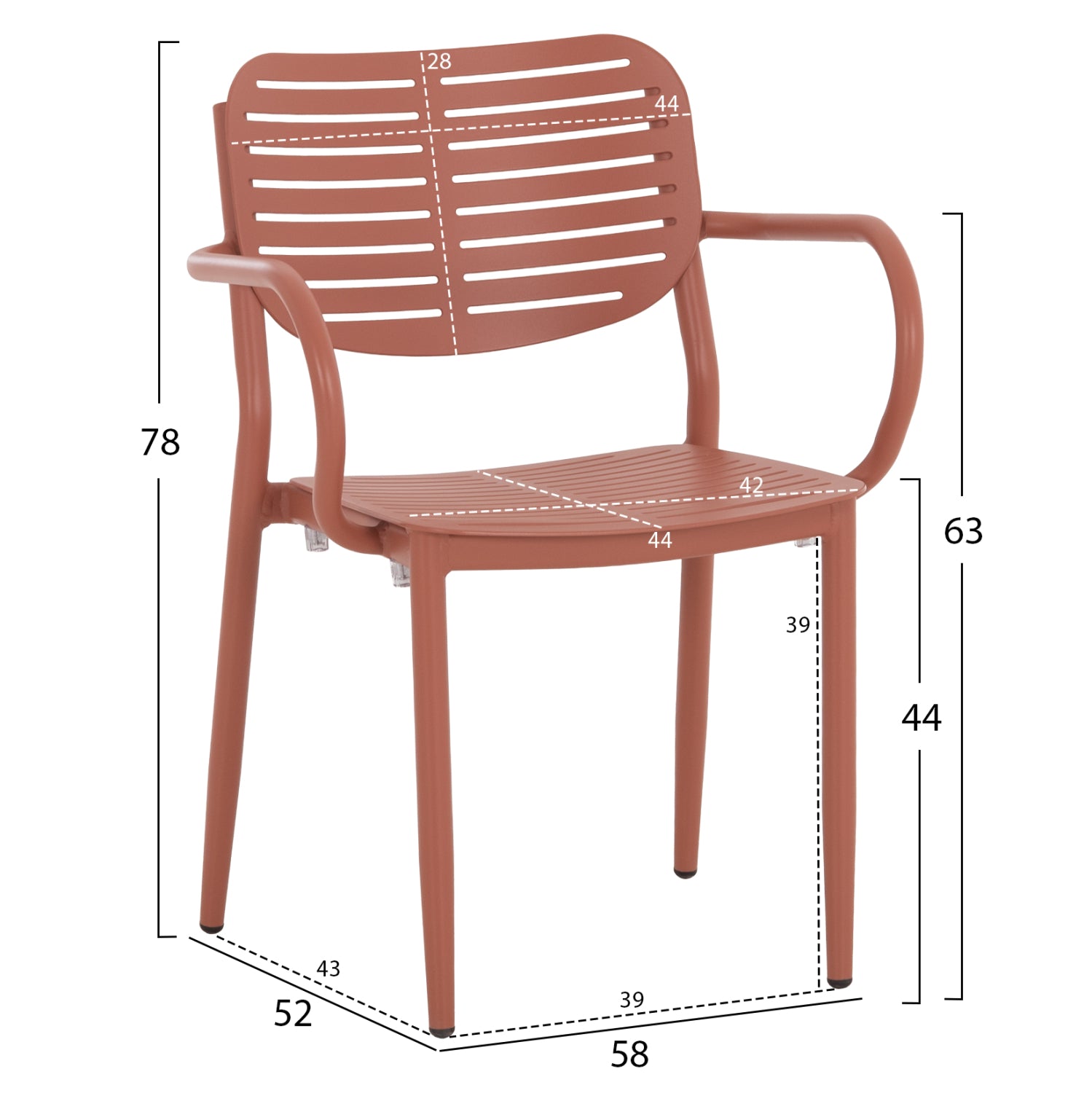 ΠΟΛΥΘΡΟΝΑ ΤΡΑΠΕΖΑΡΙΑΣ HILLIARD HM6644.08 ΑΛΟΥΜΙΝΙΟ ΣΕ TERRACOTTA 58x52x78Υεκ - Pakobazaar