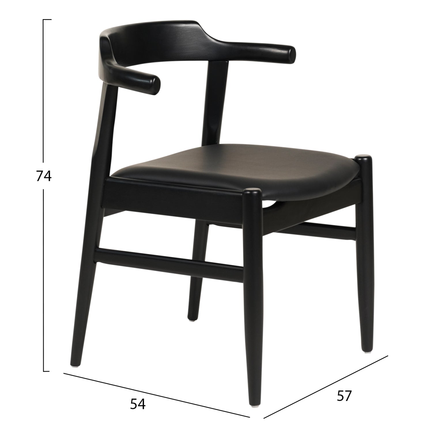 ΠΟΛΥΘΡΟΝΑ ΤΡΑΠΕΖΑΡΙΑΣ CERSEI HM9946.02 RUBBERWOOD & PU ΣΕ ΜΑΥΡΟ 57x54x74Υεκ - Pakobazaar